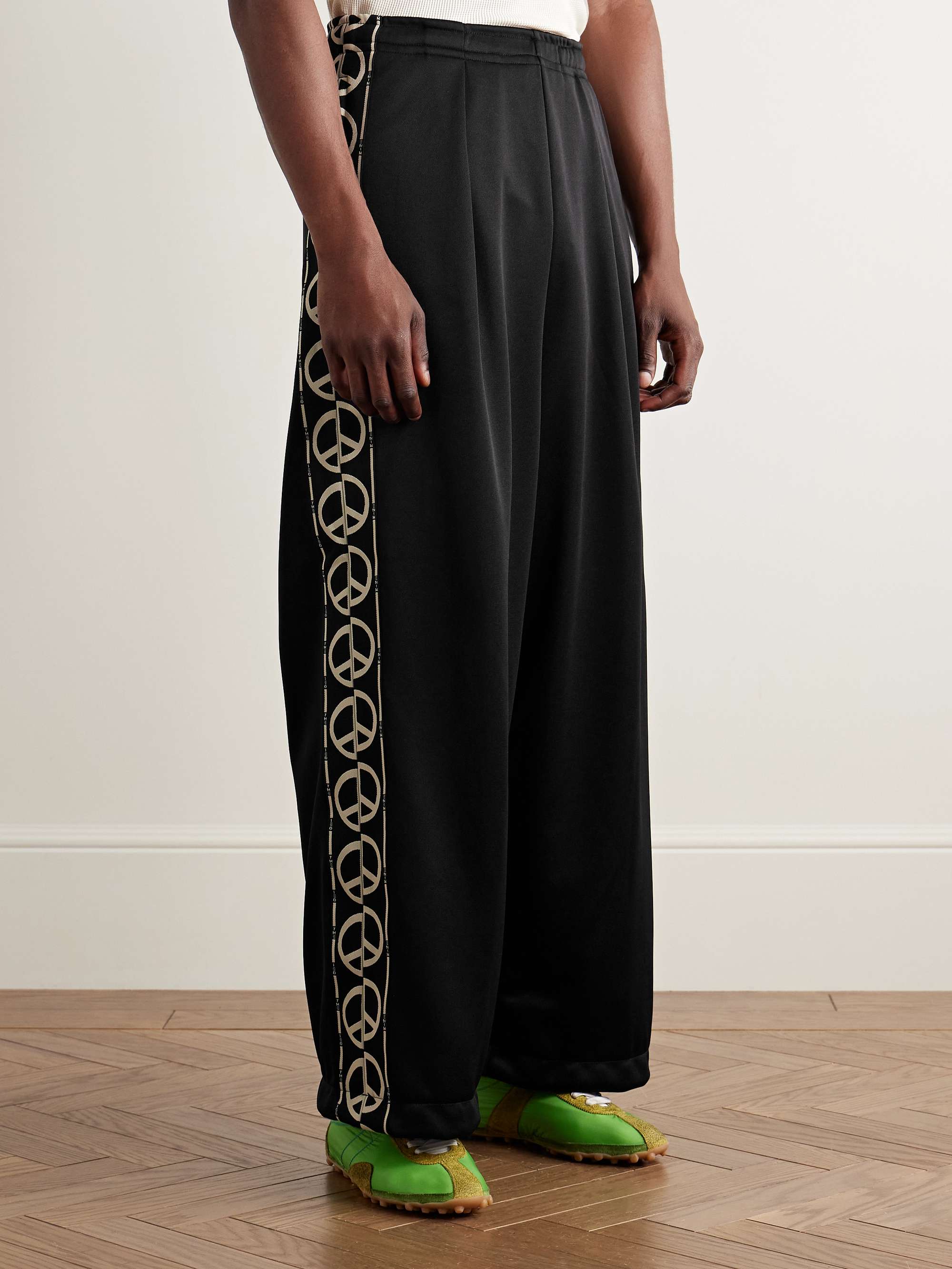 TH.D.D. Wide-Leg Pleated Webbing-Trimmed Tech-Jersey Track Pants view