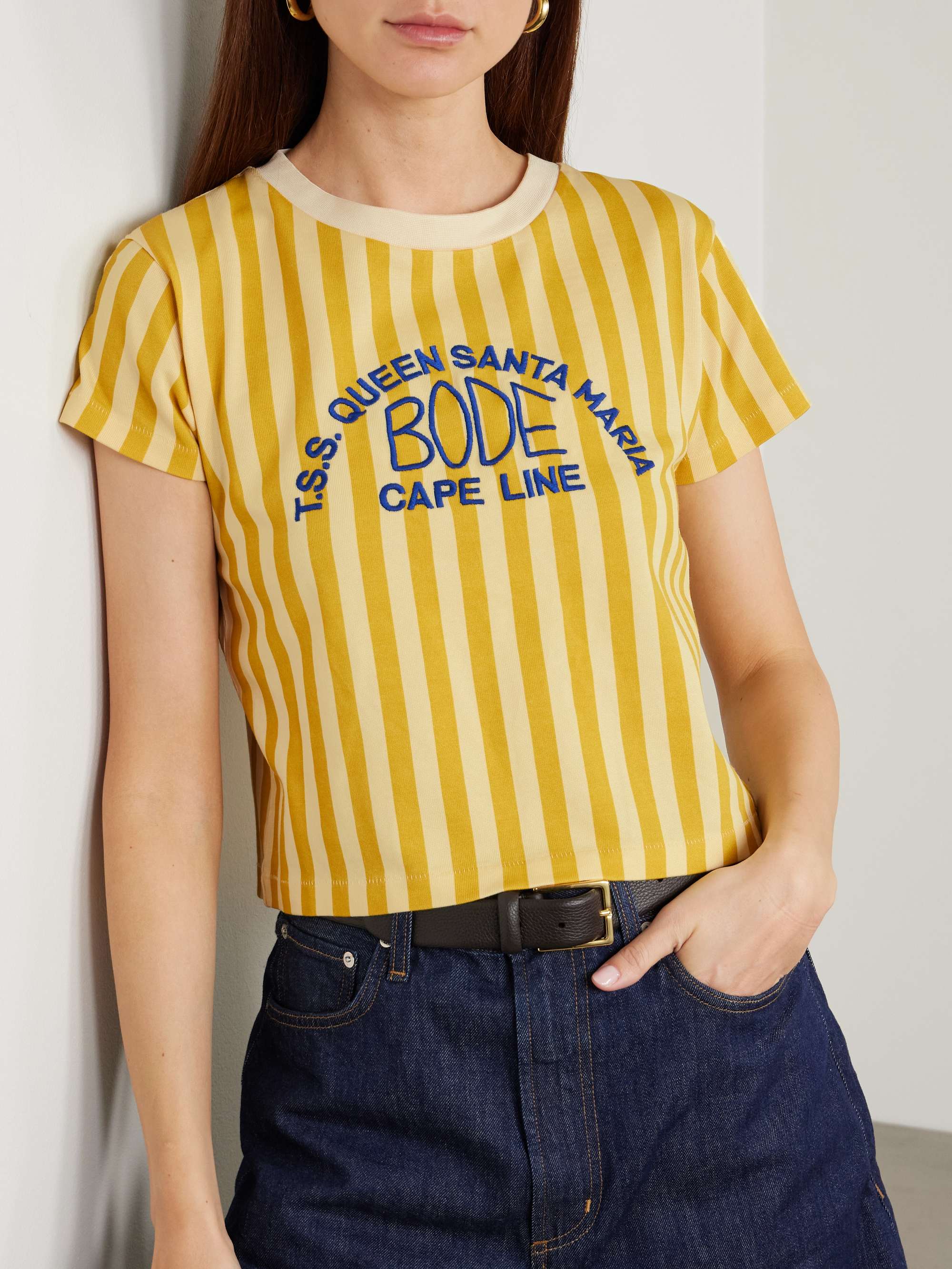 Medalist embroidered striped jersey T-shirt view