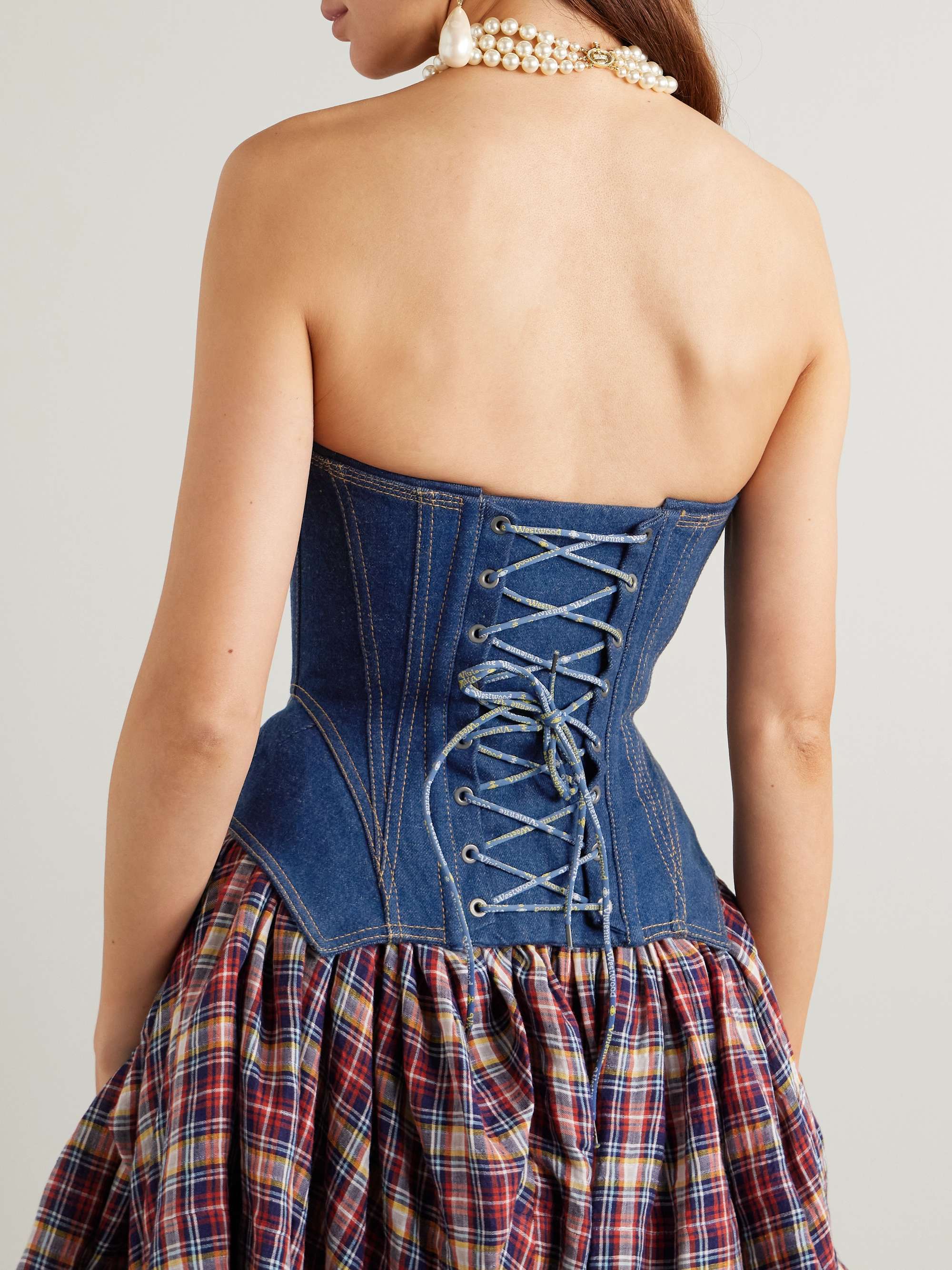 Embellised denim corset view