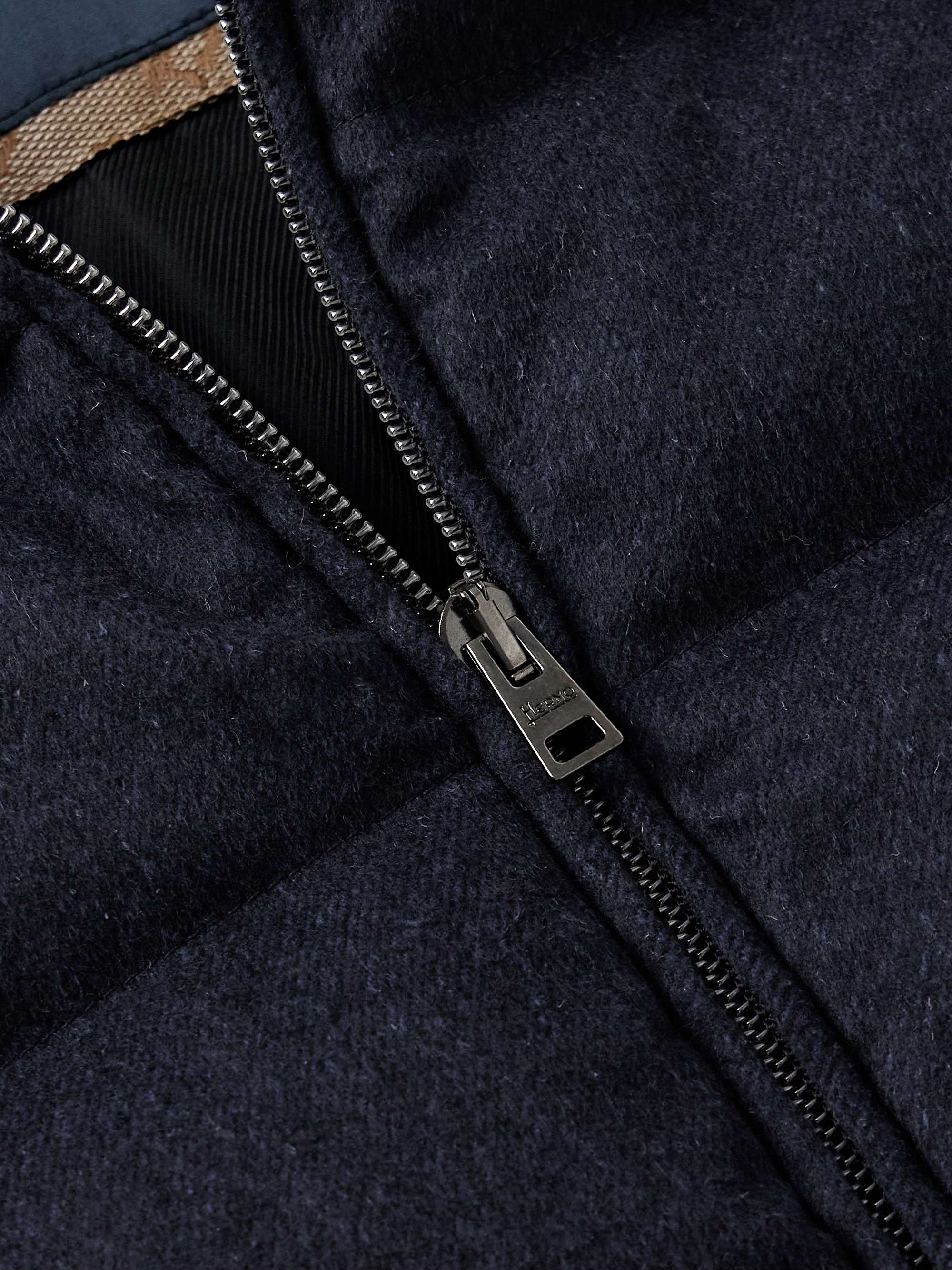 Slim-Fit Ribbed Wool and Quilted Silk and Cashmere-Blend Down Jacket view