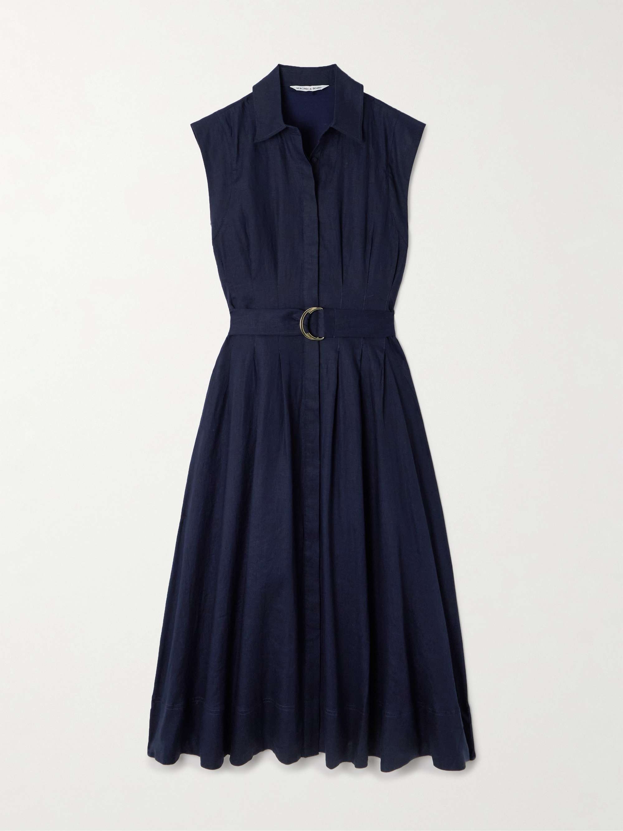 Loreta belted pleated linen midi shirt dress view