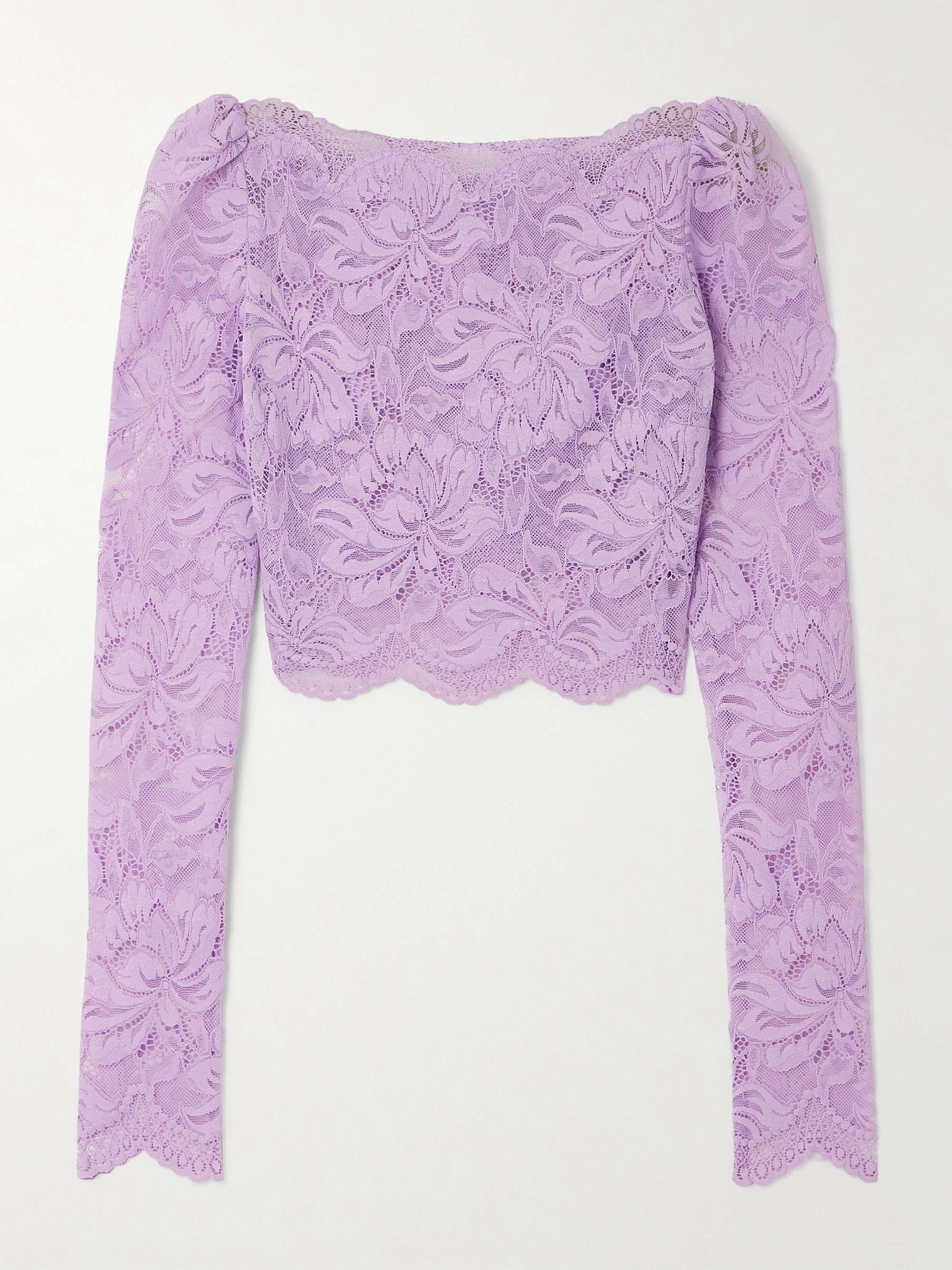 Cropped guipure lace top view