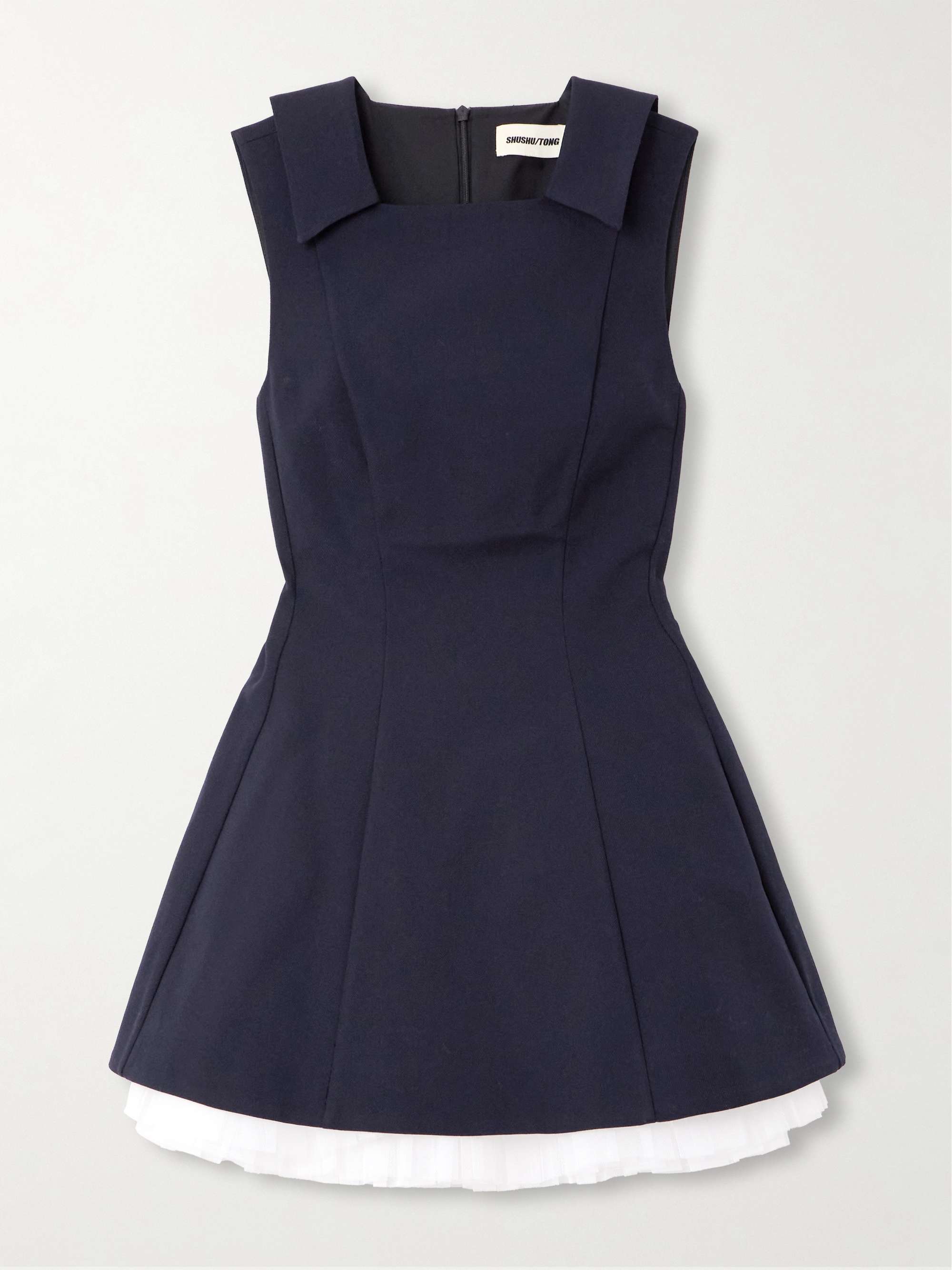 Organza-trimmed wool and silk-blend mini dress view
