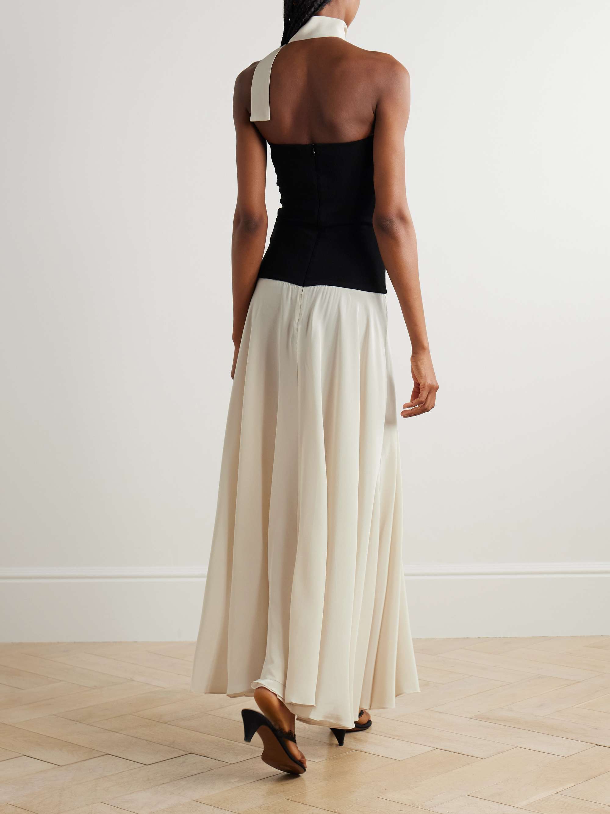 Illi scarf-detailed strapless stretch-knit and silk crepe de chine maxi dress view