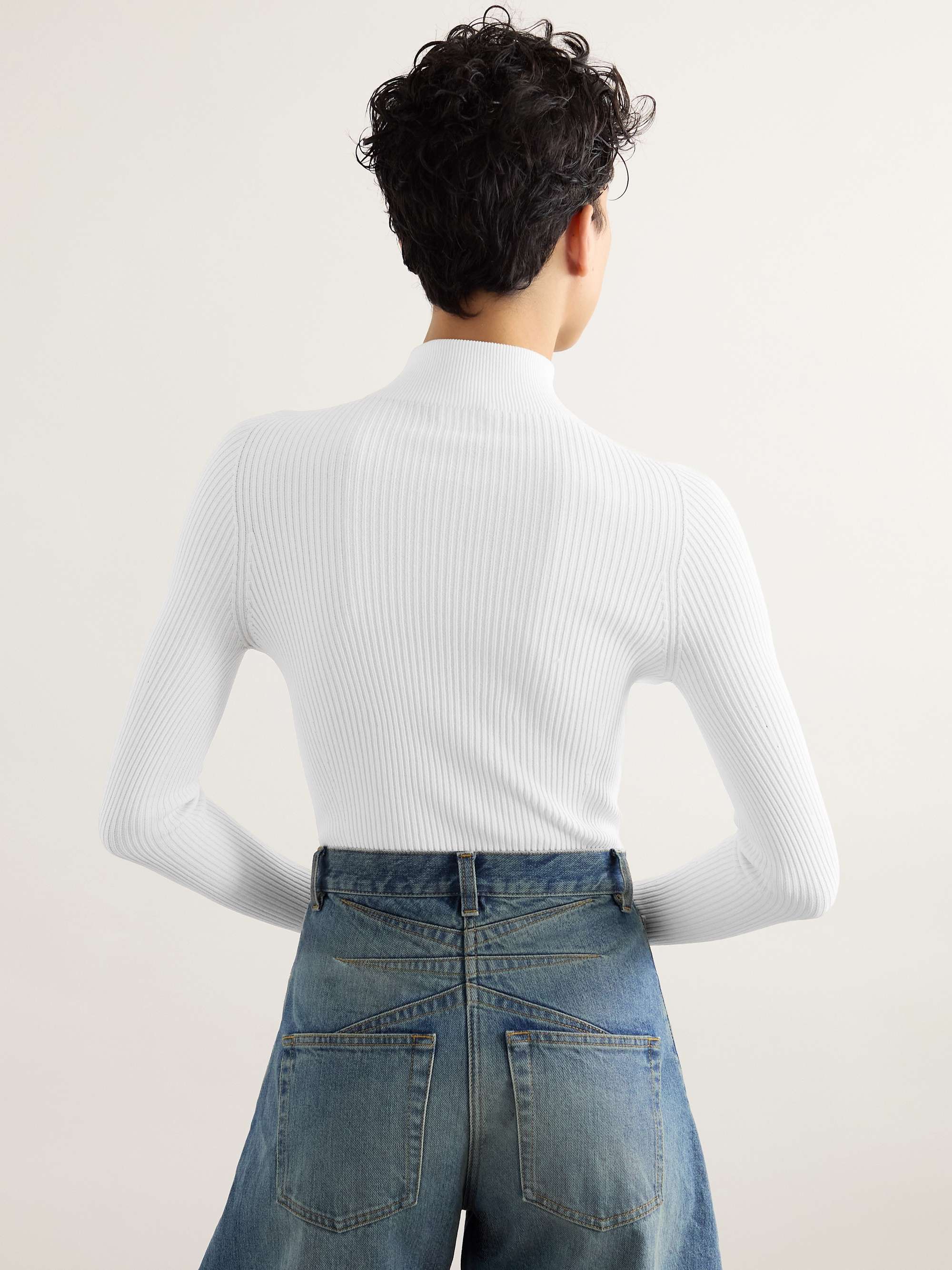 Ribbed-knit turtleneck bodysuit view
