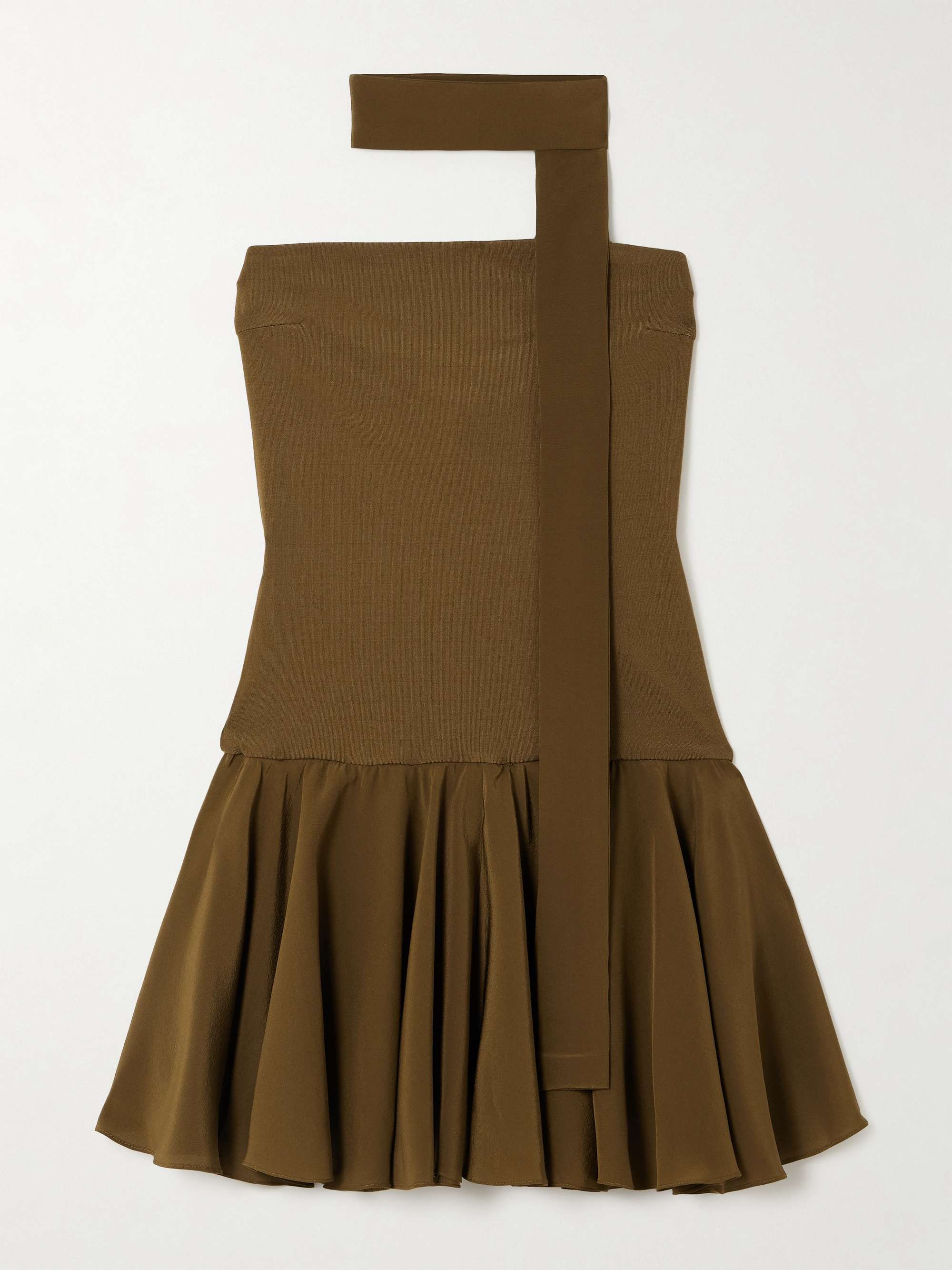 Illi scarf-detailed strapless stretch-knit and silk crepe de chine mini dress view