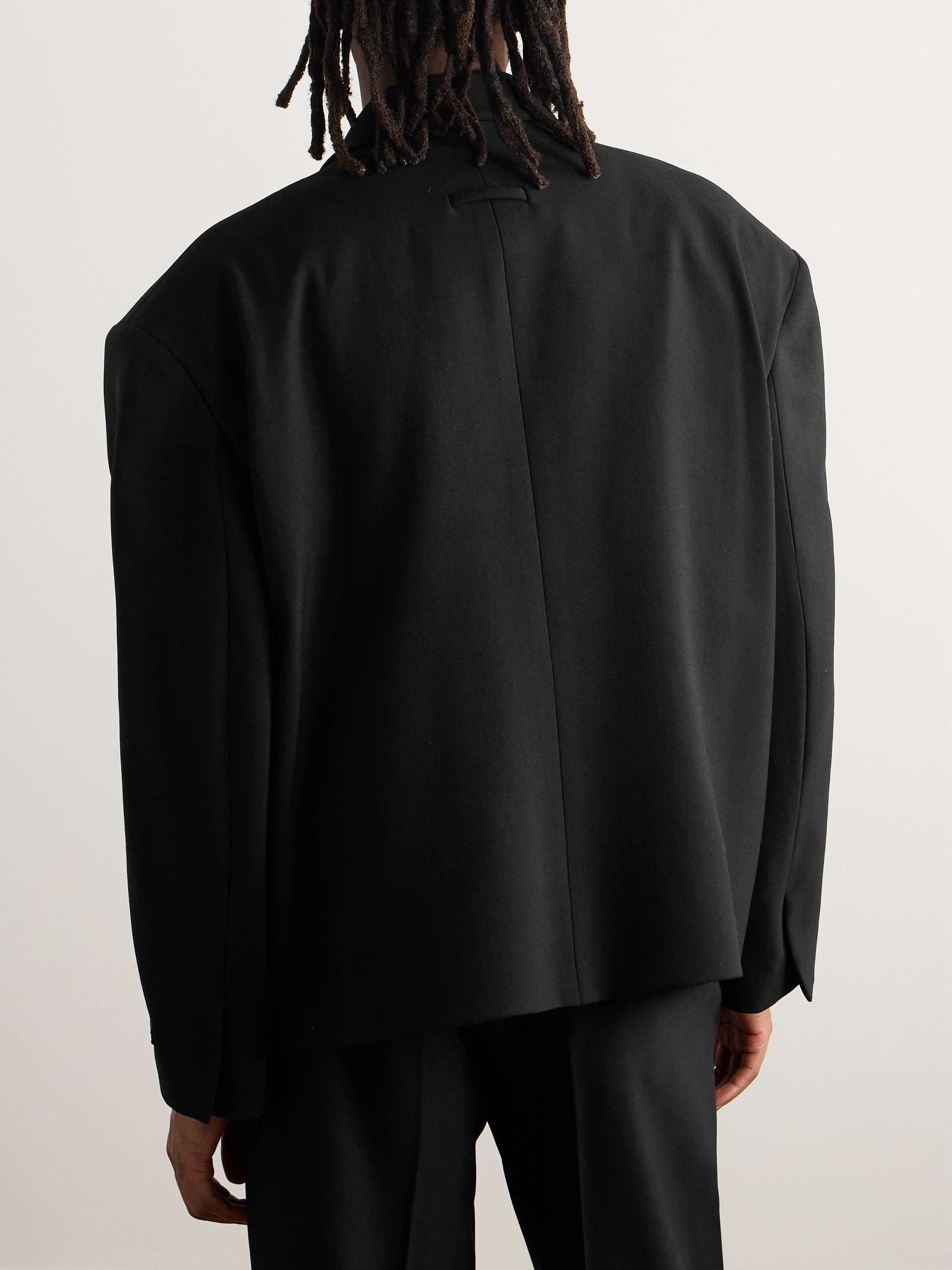Double-Breasted Cropped Wool-Gabardine Blazer view