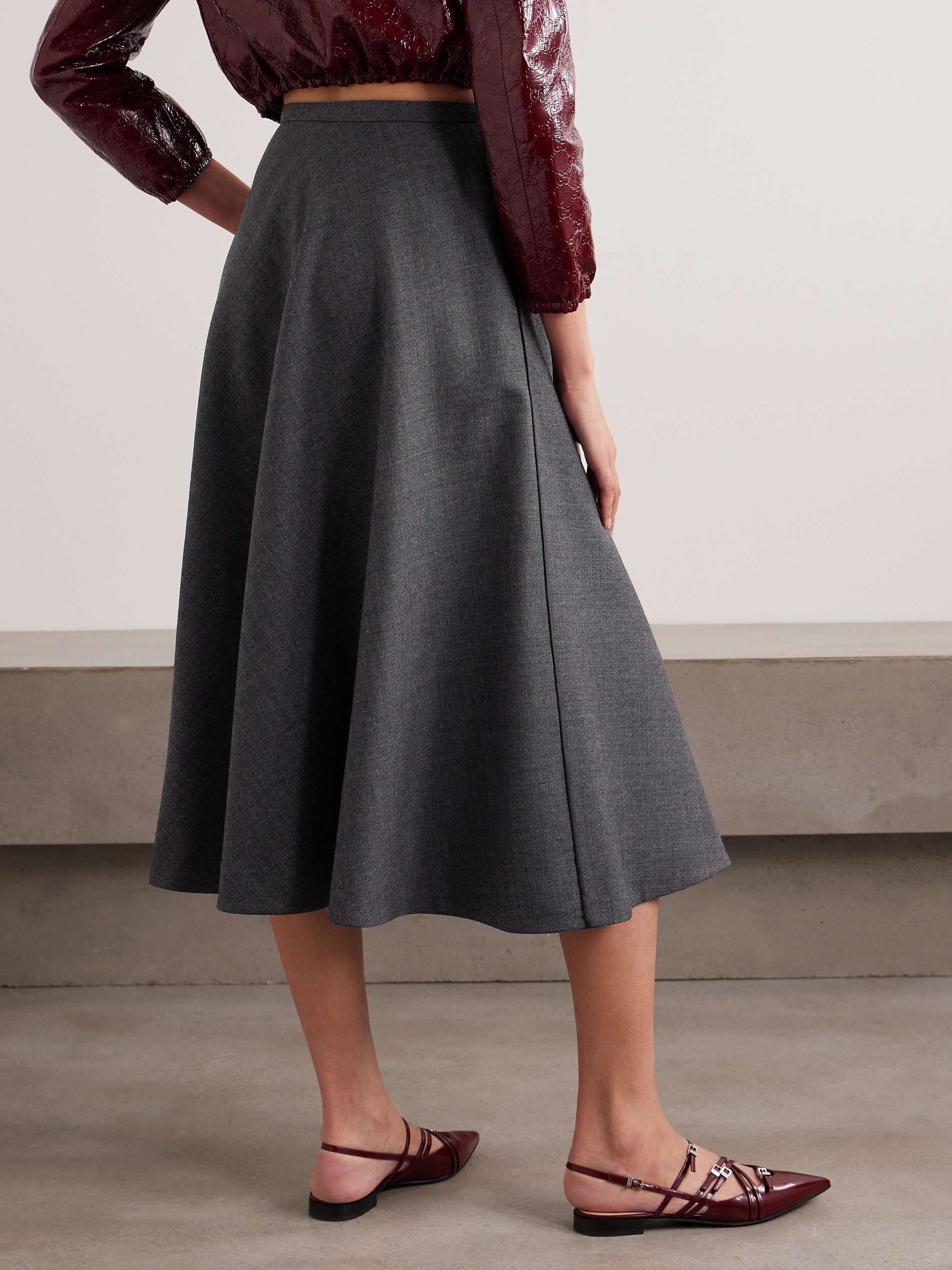 Embroidered wool midi skirt view