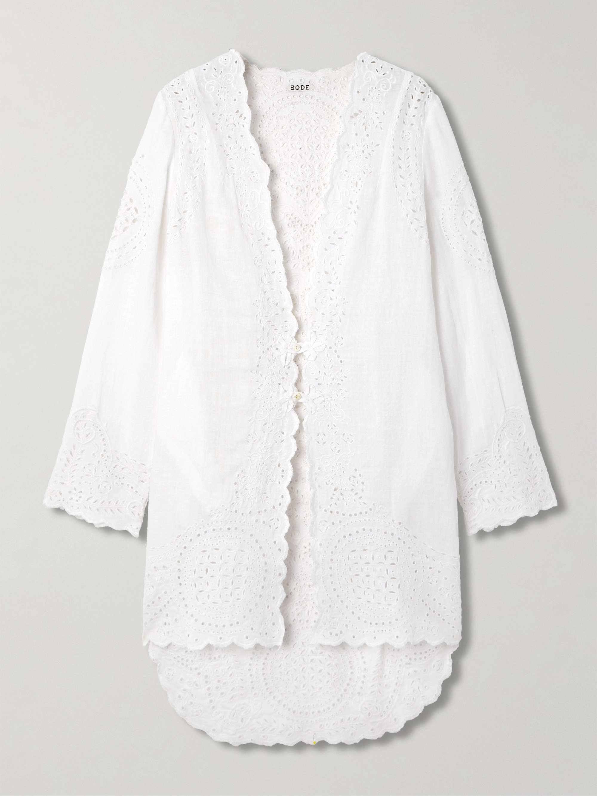 Belvoir broderie anglaise linen top view