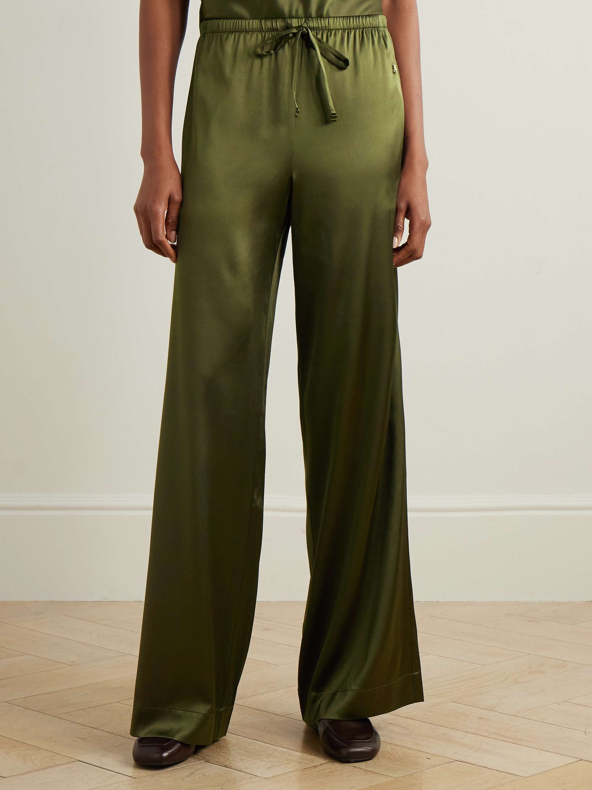 Brody silk-blend satin wide-leg pants view