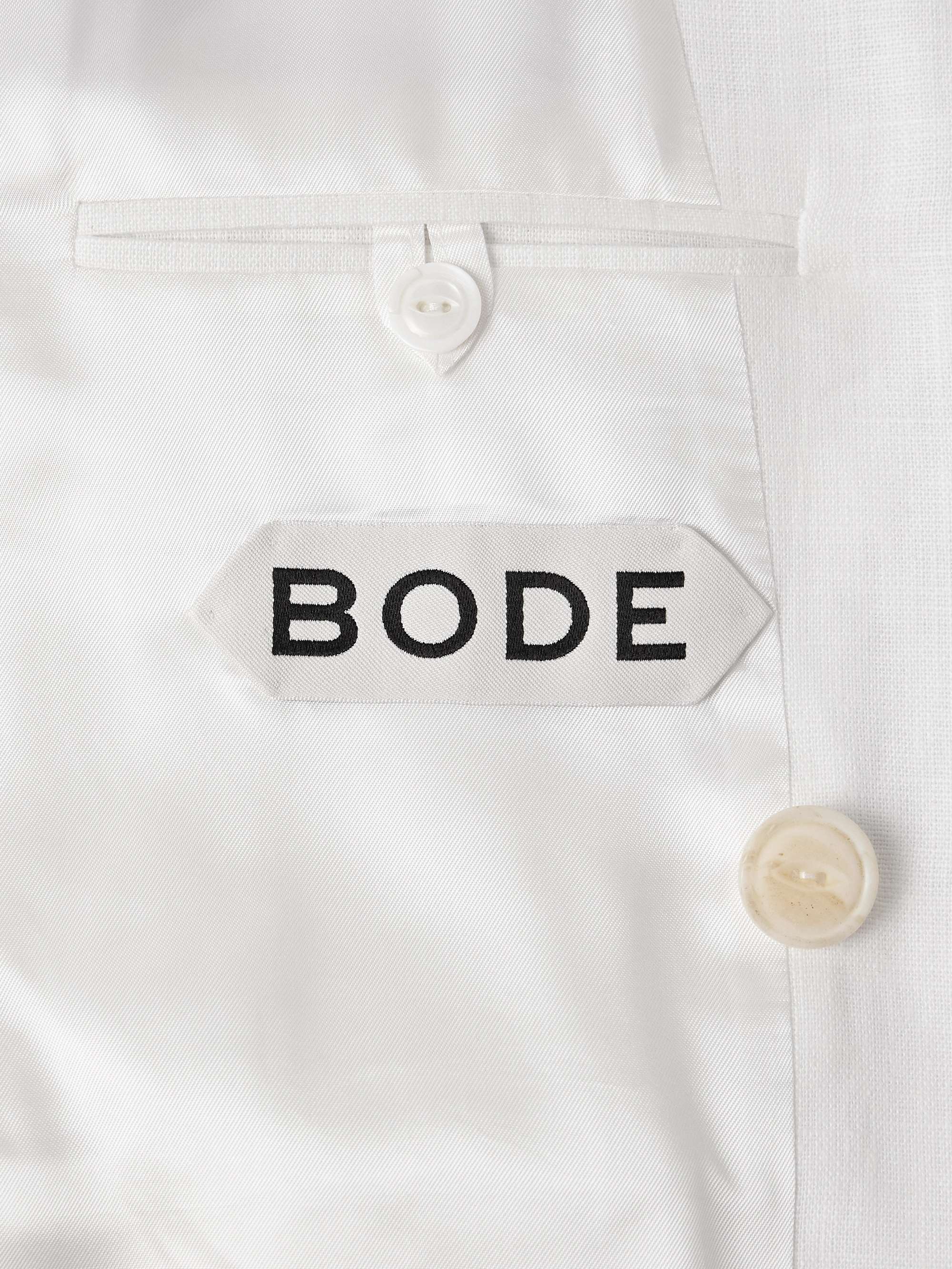 Marsh Double-Breasted Embellished Tulle-Trimmed Linen Suit Jacket view