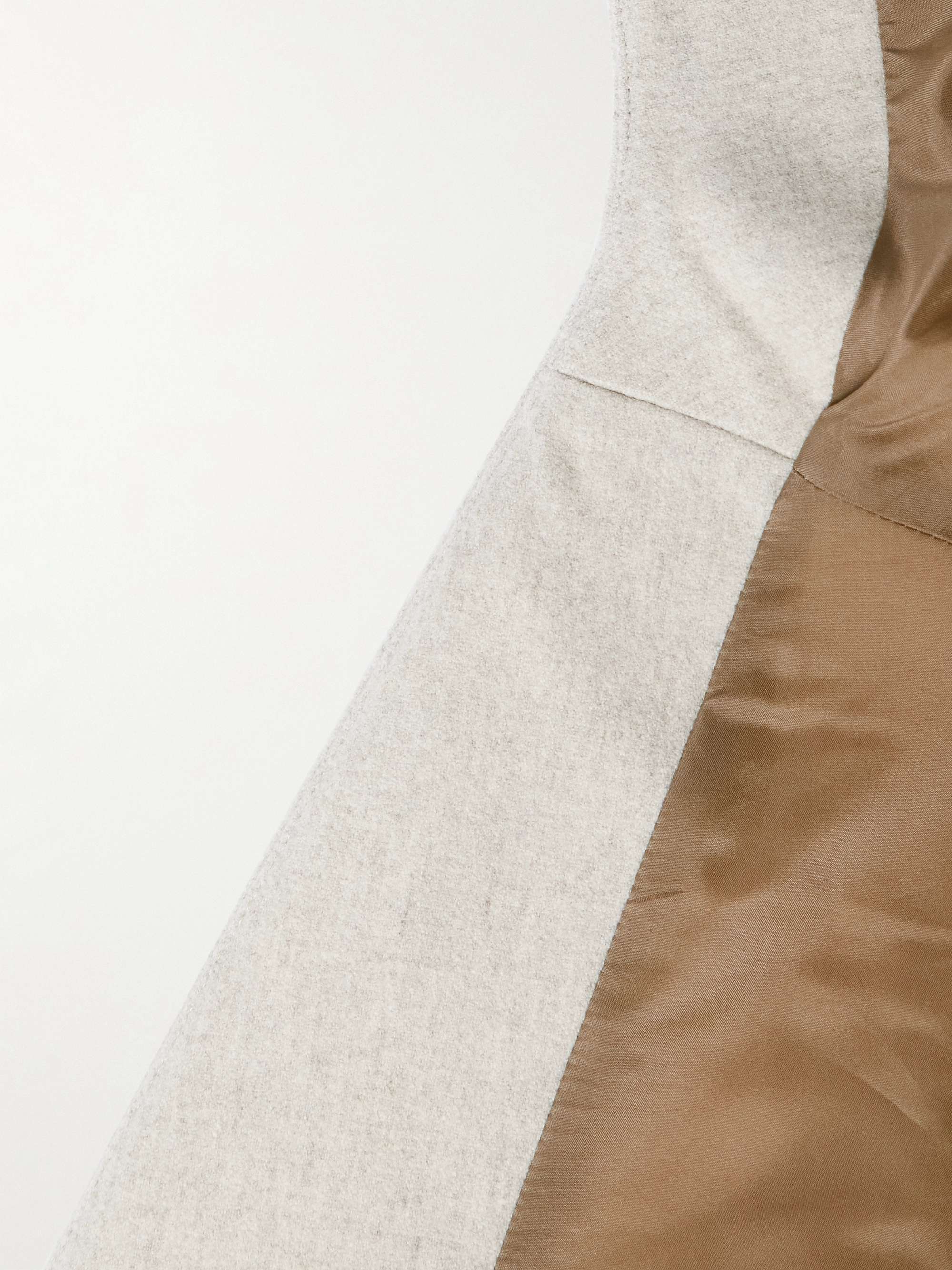 Oversized Double-Breasted Logo-Appliquéd Wool-Blend Flannel Coat view