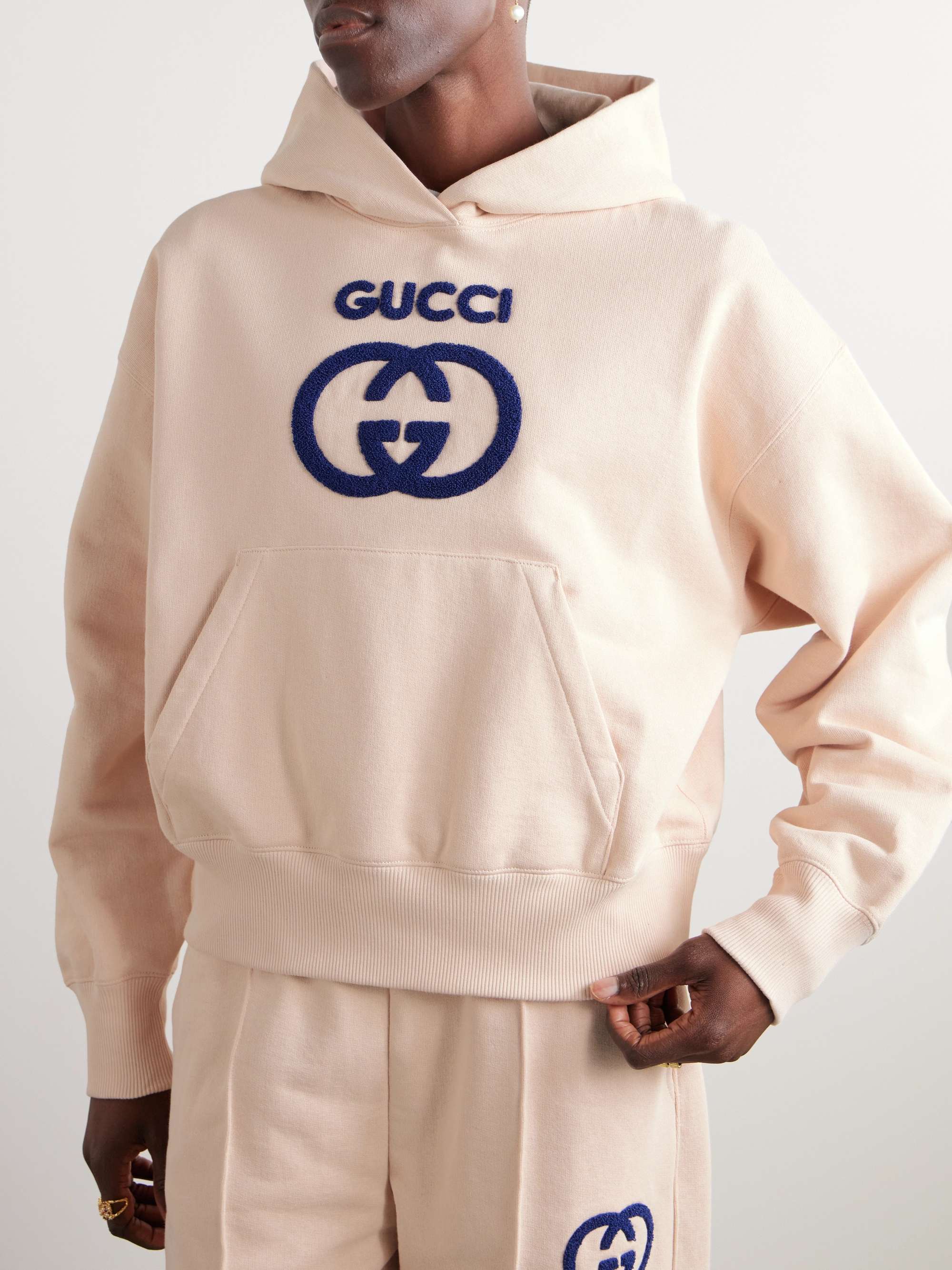 Appliquéd cotton-jersey hoodie view
