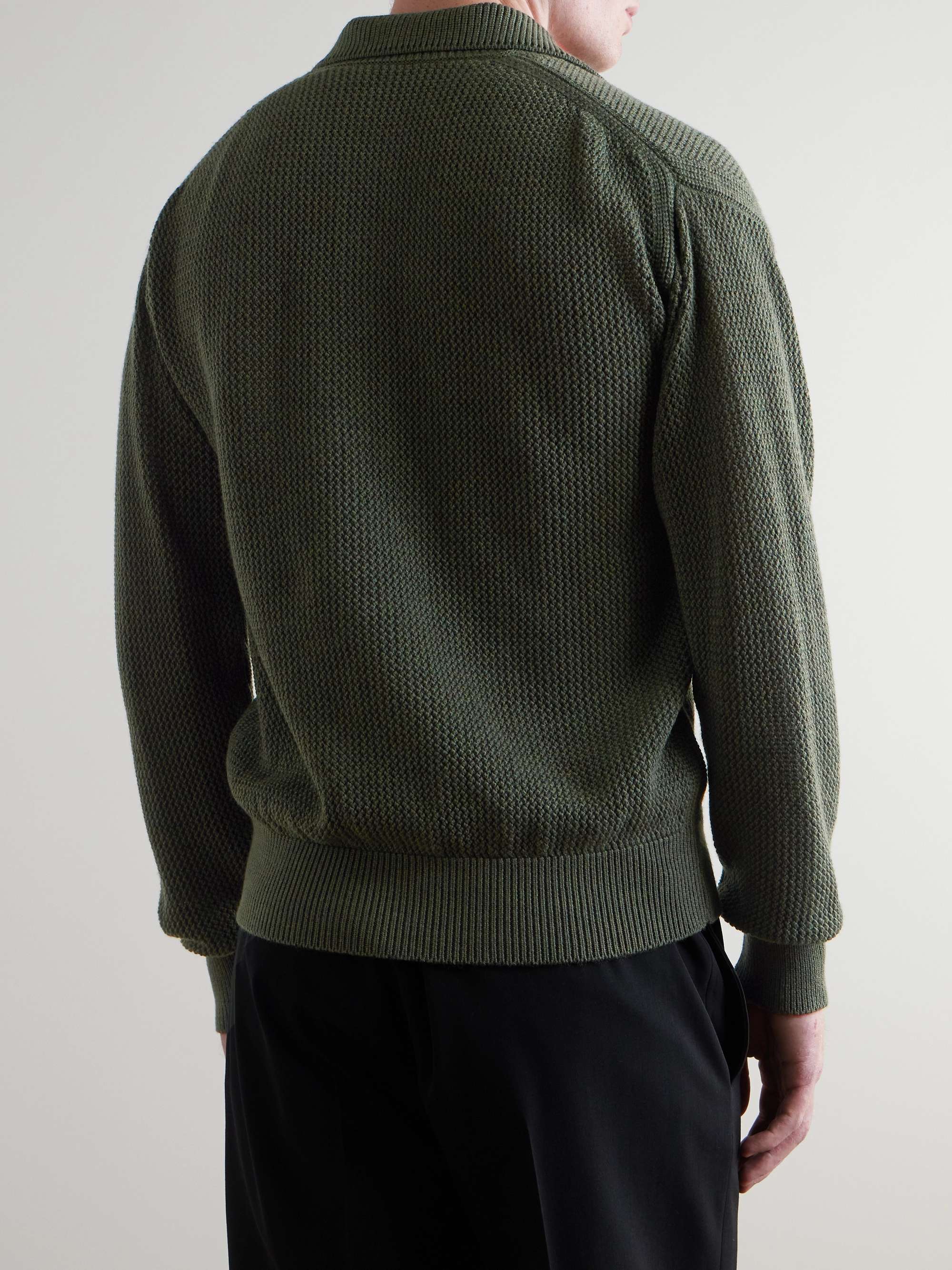 Textured-Knit Virgin Wool Polo Shirt view