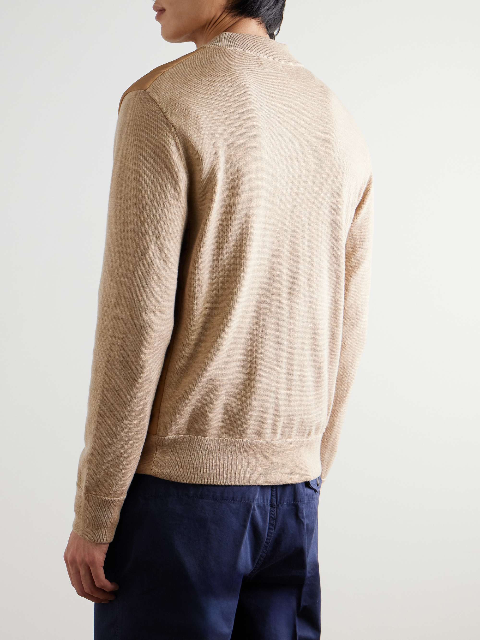 Logo-Embroidered Merino Wool and Cotton-Blend Shell Jacket view