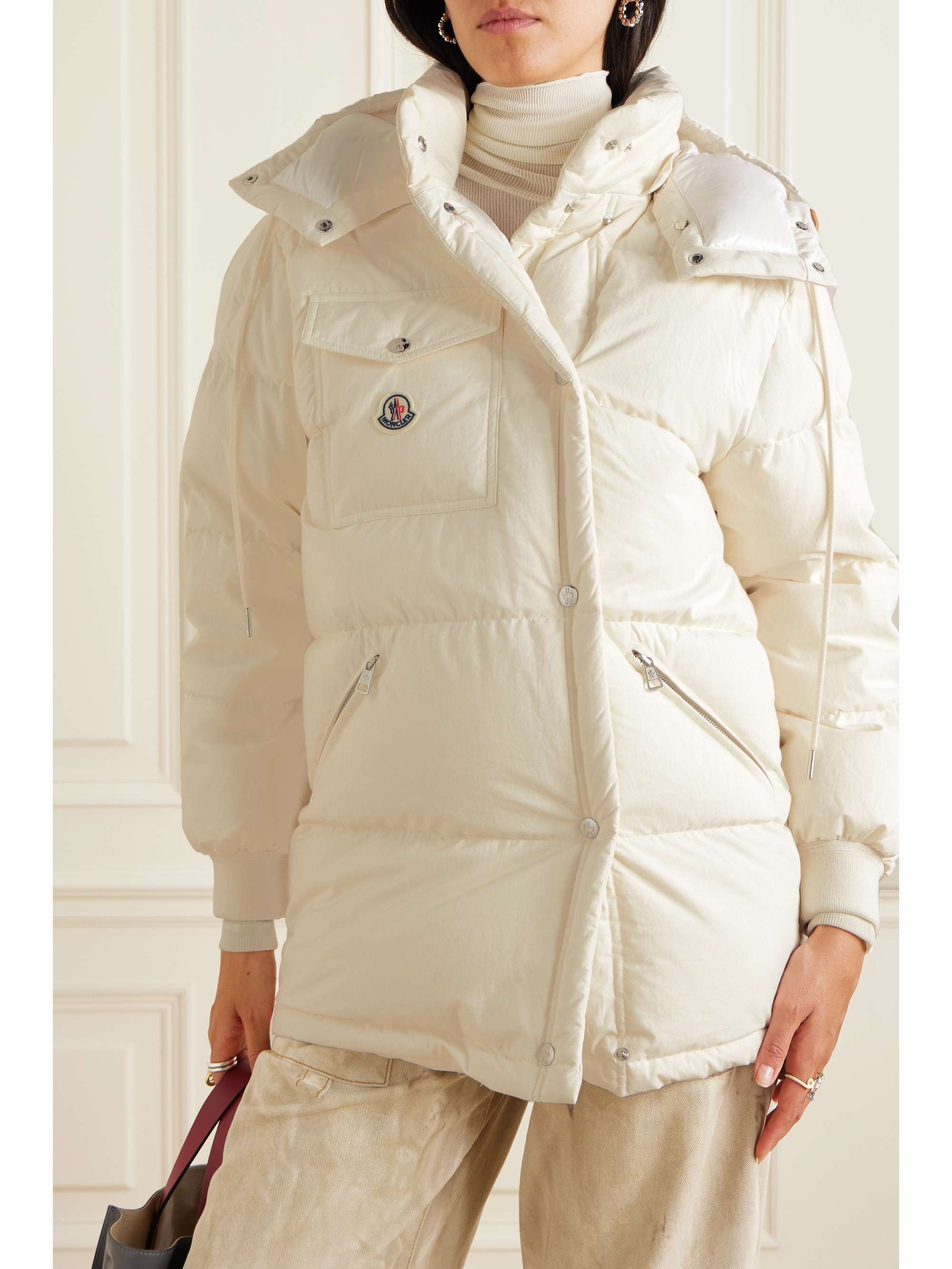 Karakorum hooded quilted cotton down jacket view