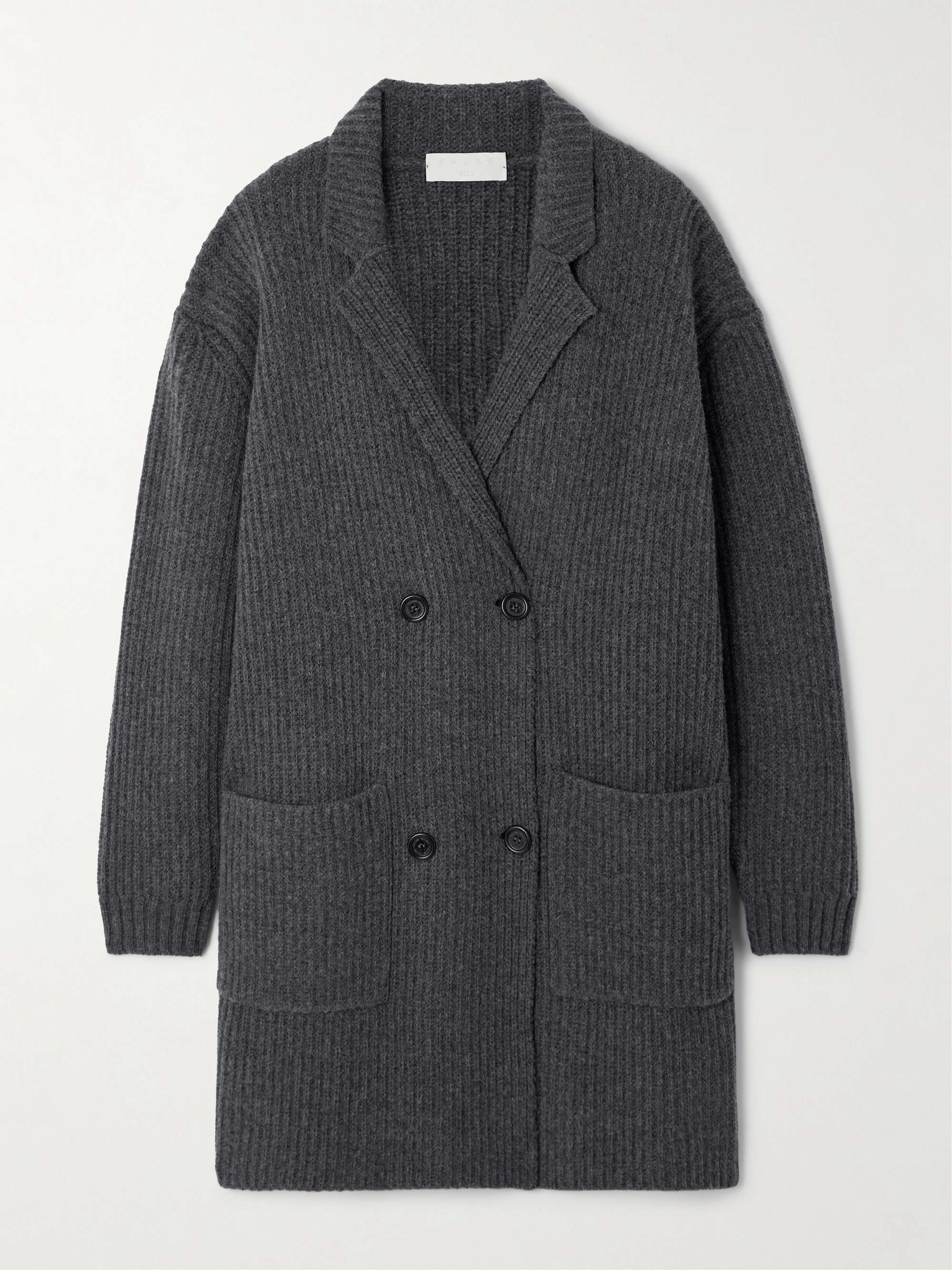 Double-breasted ribbed wool cardigan view