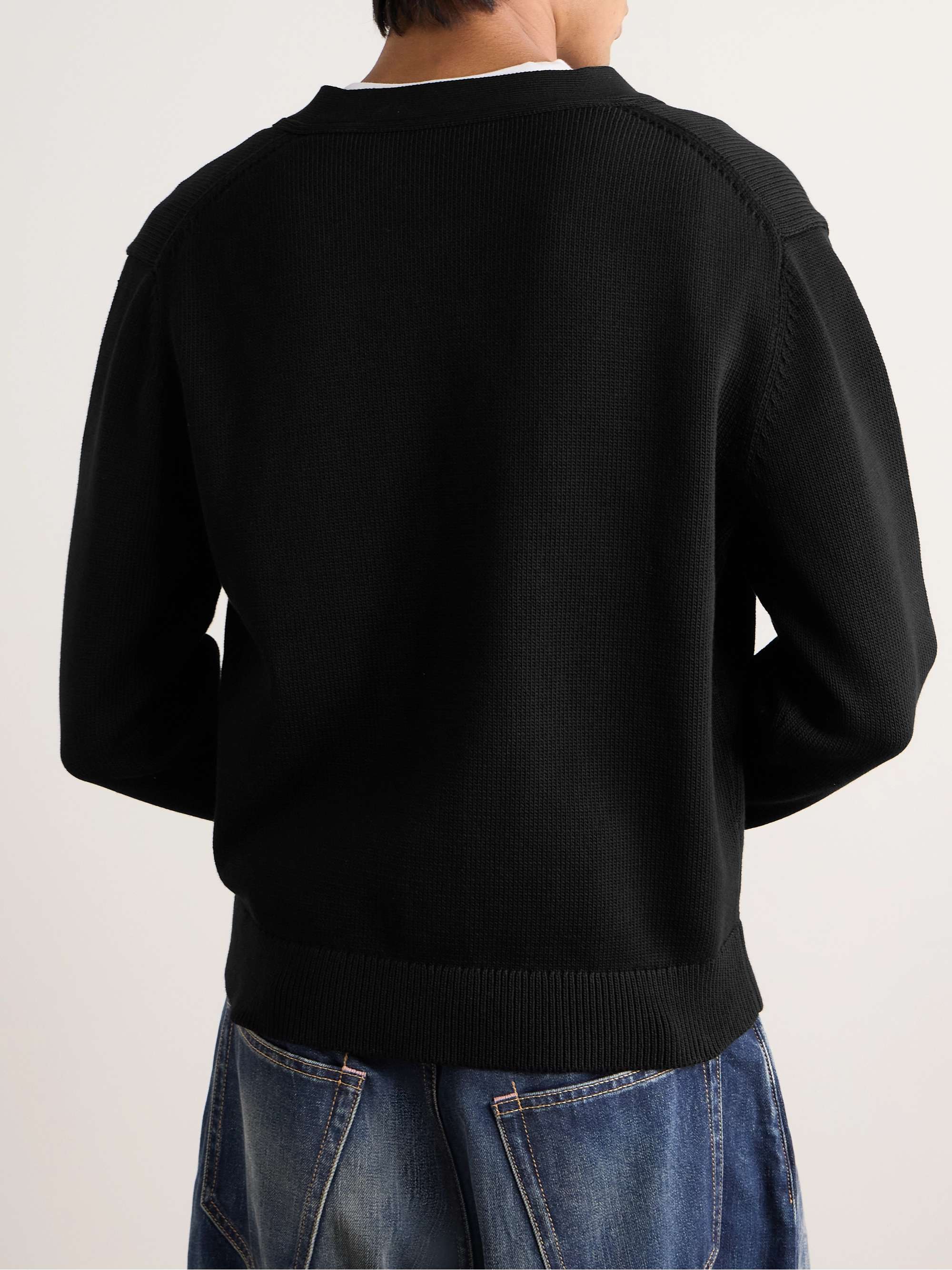 Keve Logo-Appliquéd Ribbed Cotton Cardigan view
