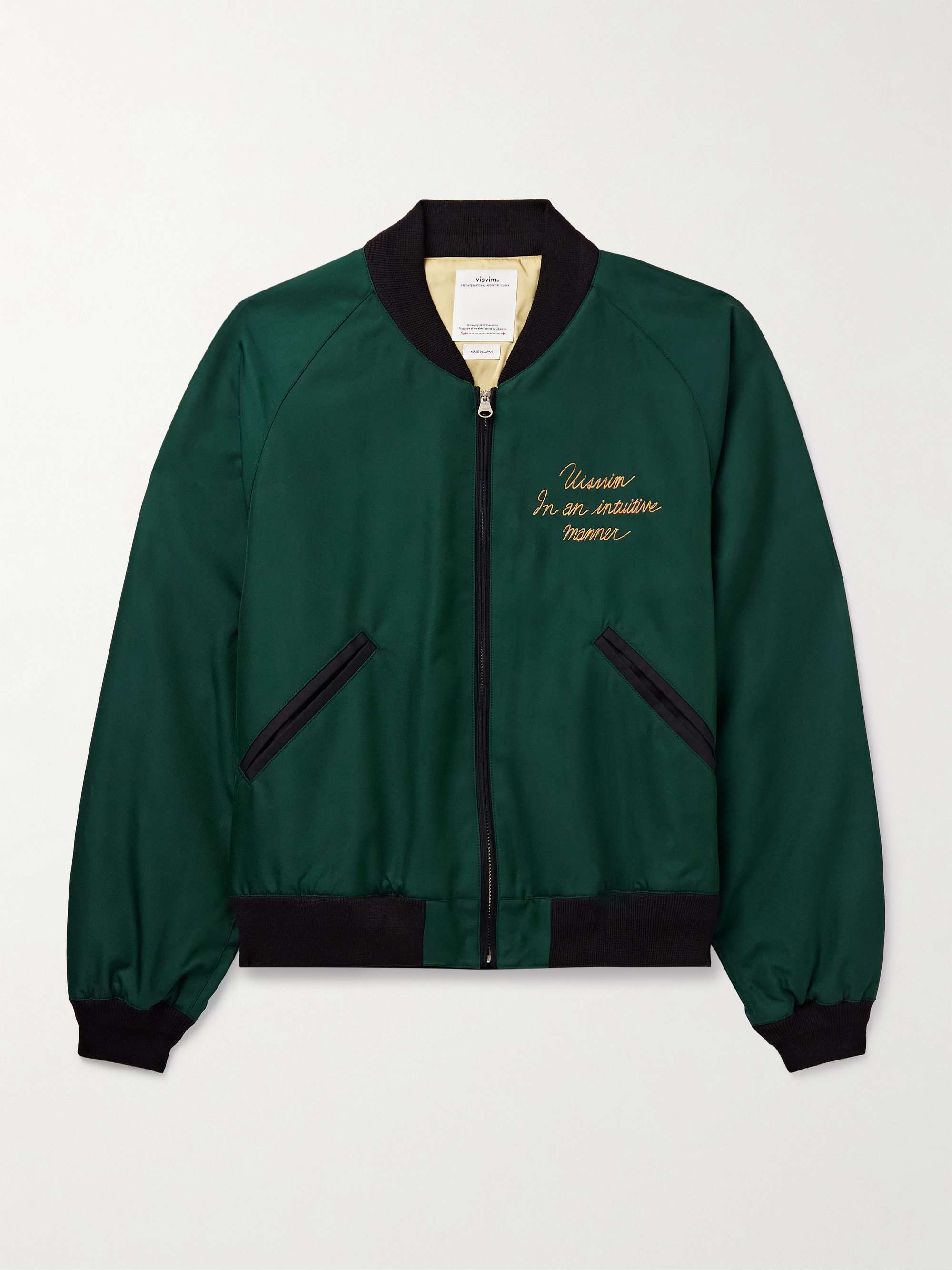 Cropped Embroidered Wool and Silk-Blend Twill Bomber Jacket view