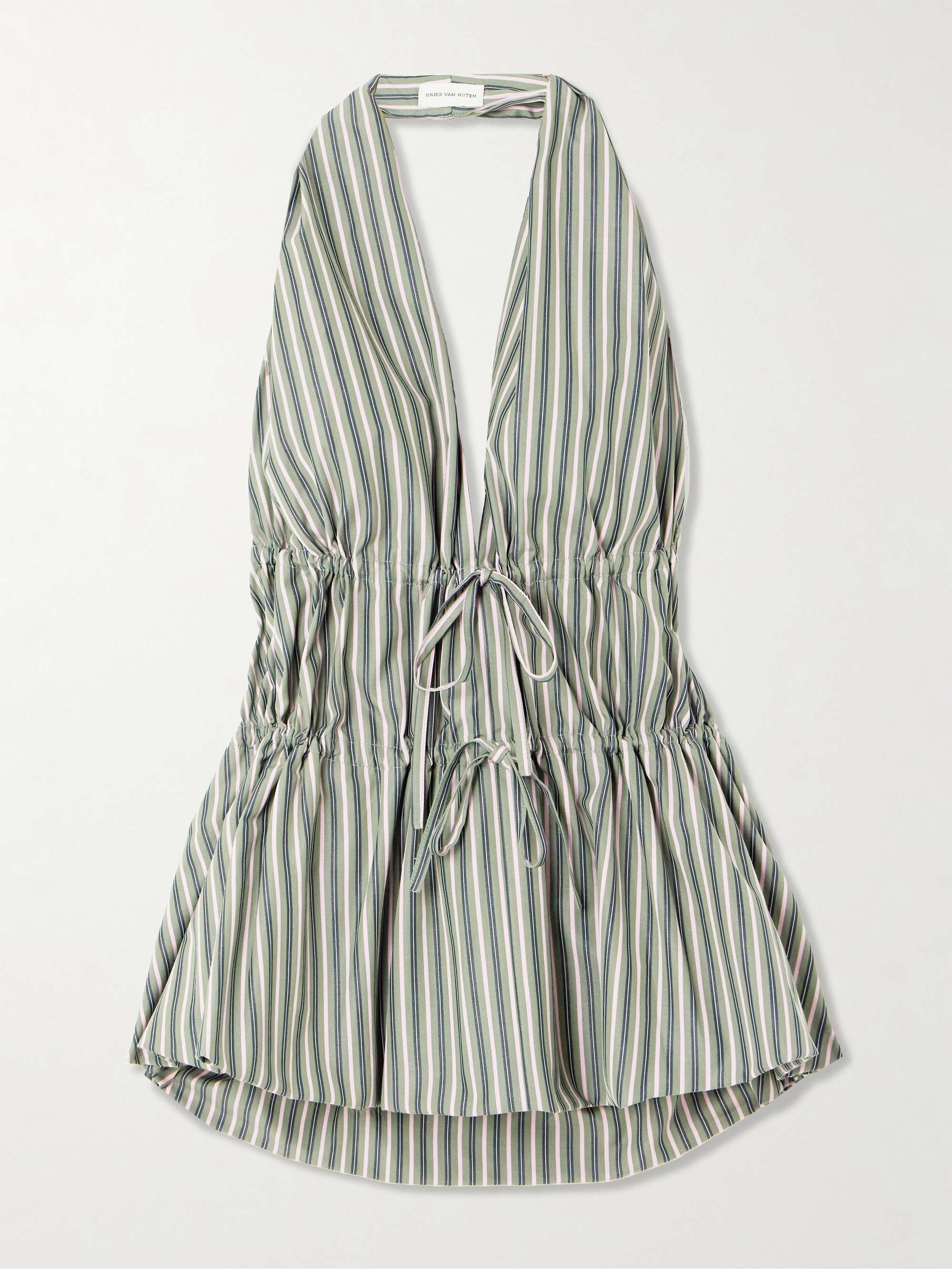 Striped cotton halterneck top view
