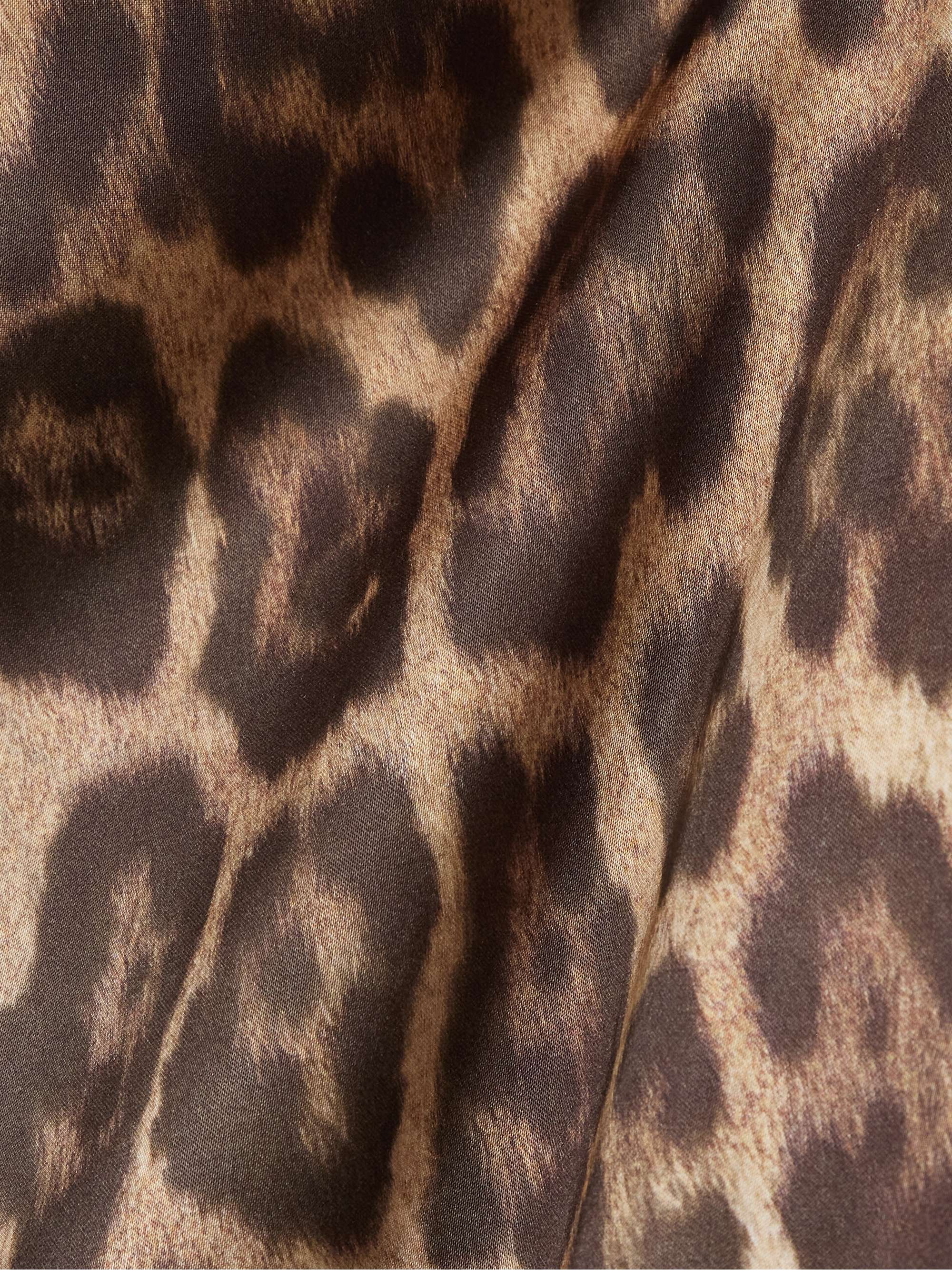 Embroidered leopard-print satin shirt view