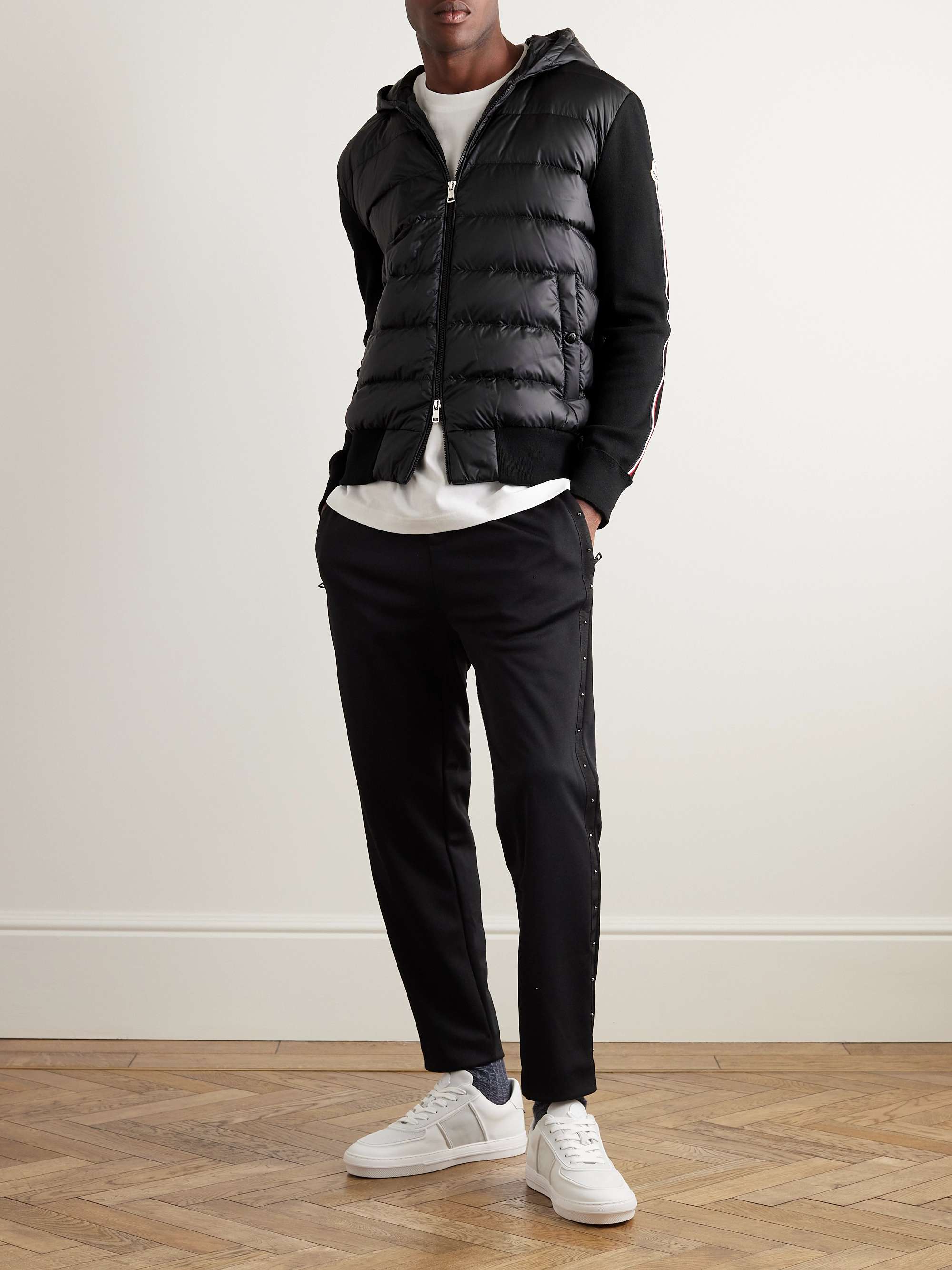 Slim-Fit Ribbed Wool and Quilted Shell Down Hooded Zip-Up Cardigan view