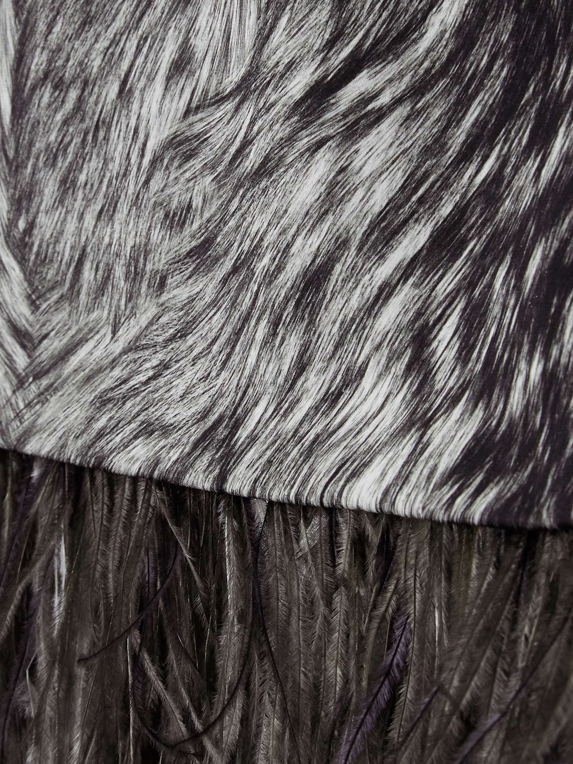Feather-trimmed printed stretch-silk charmeuse skirt view