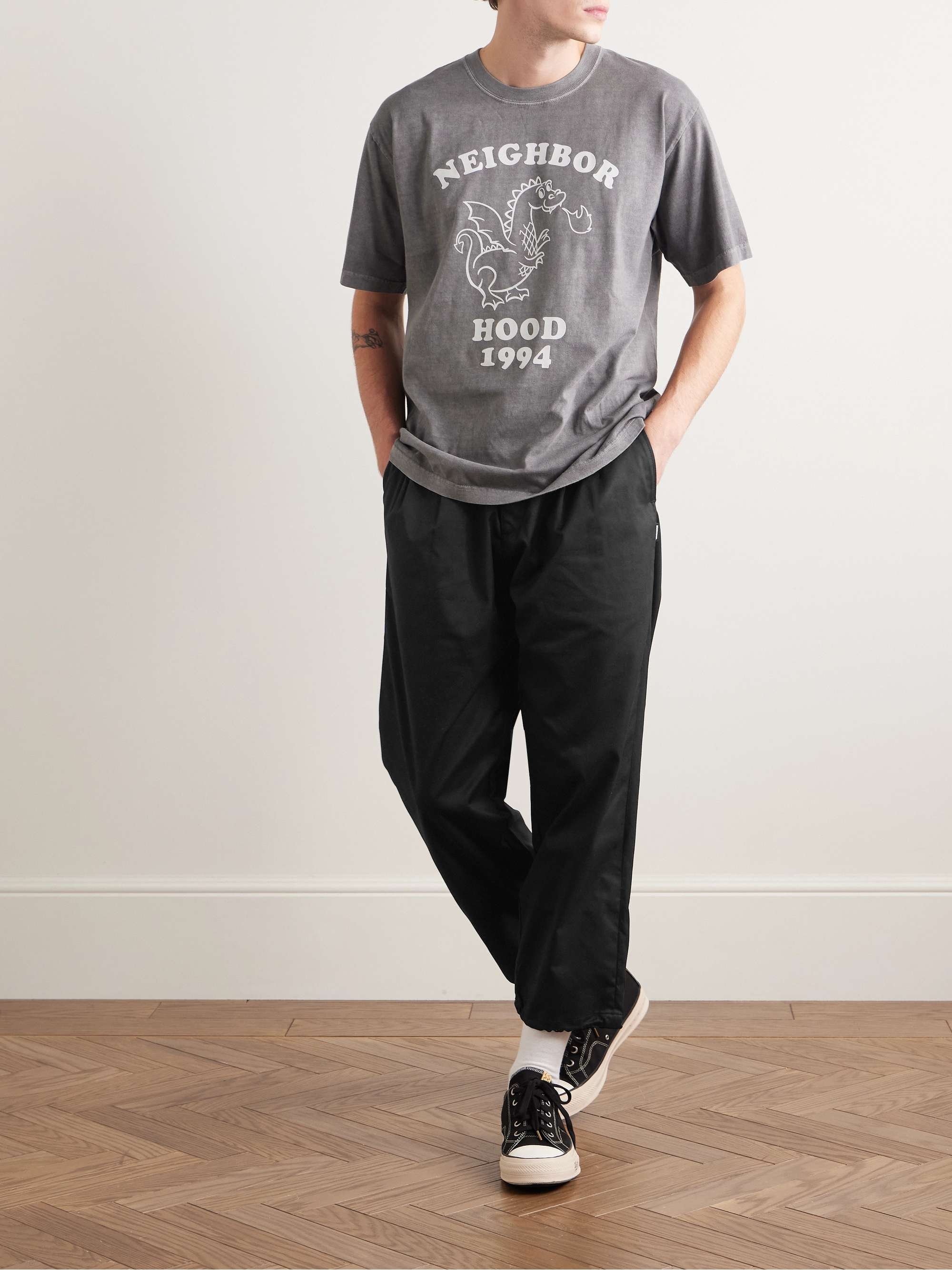 Easy Straight-Leg Cropped Pleated Twill Drawstring Trousers view