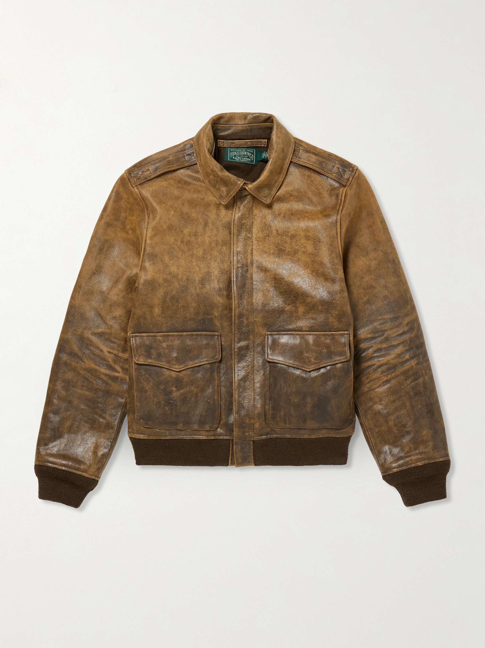 Polo Country Cracked-Leather Blouson Jacket view