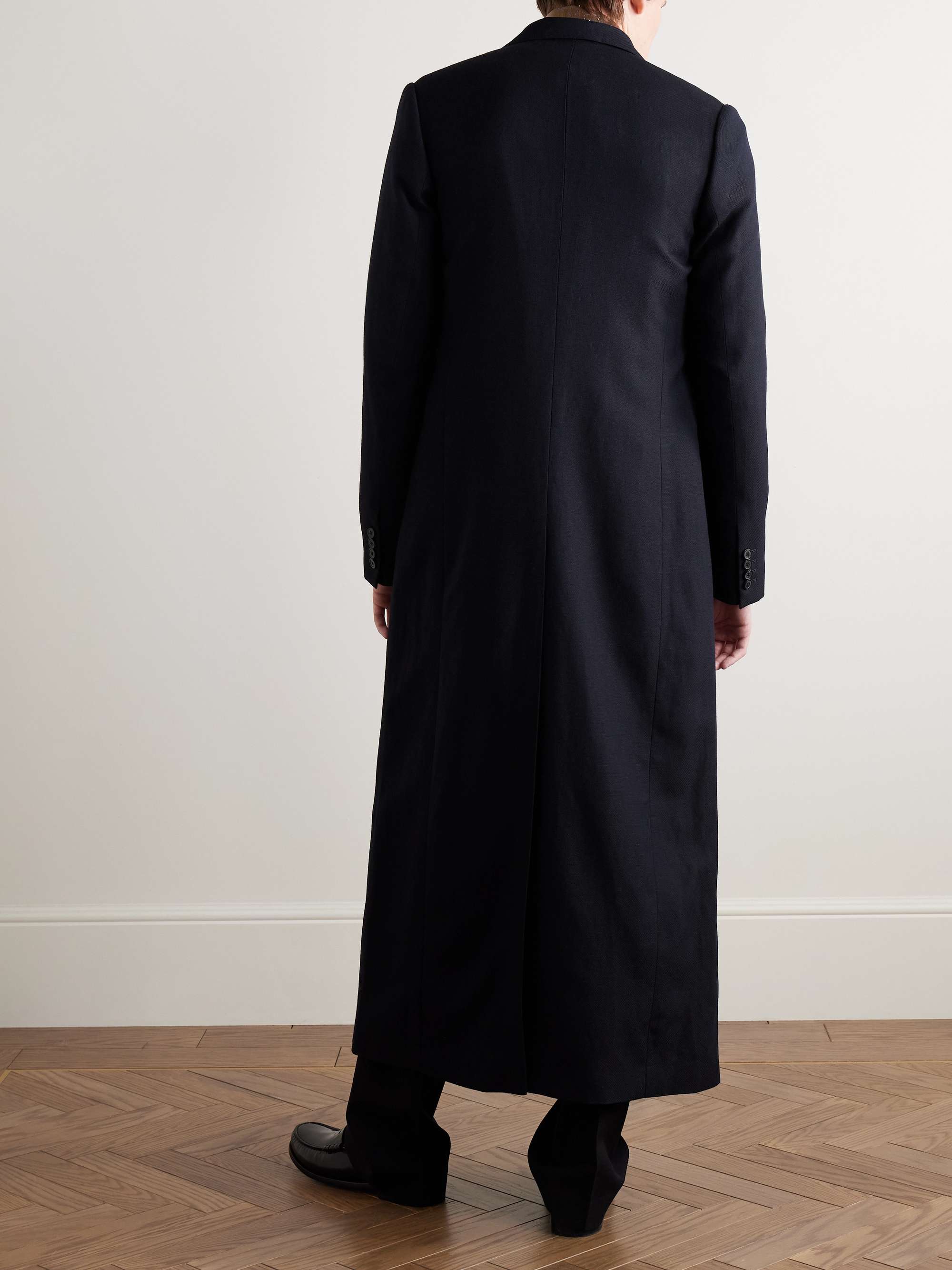 Double-Breasted Wool and Linen-Blend Coat view