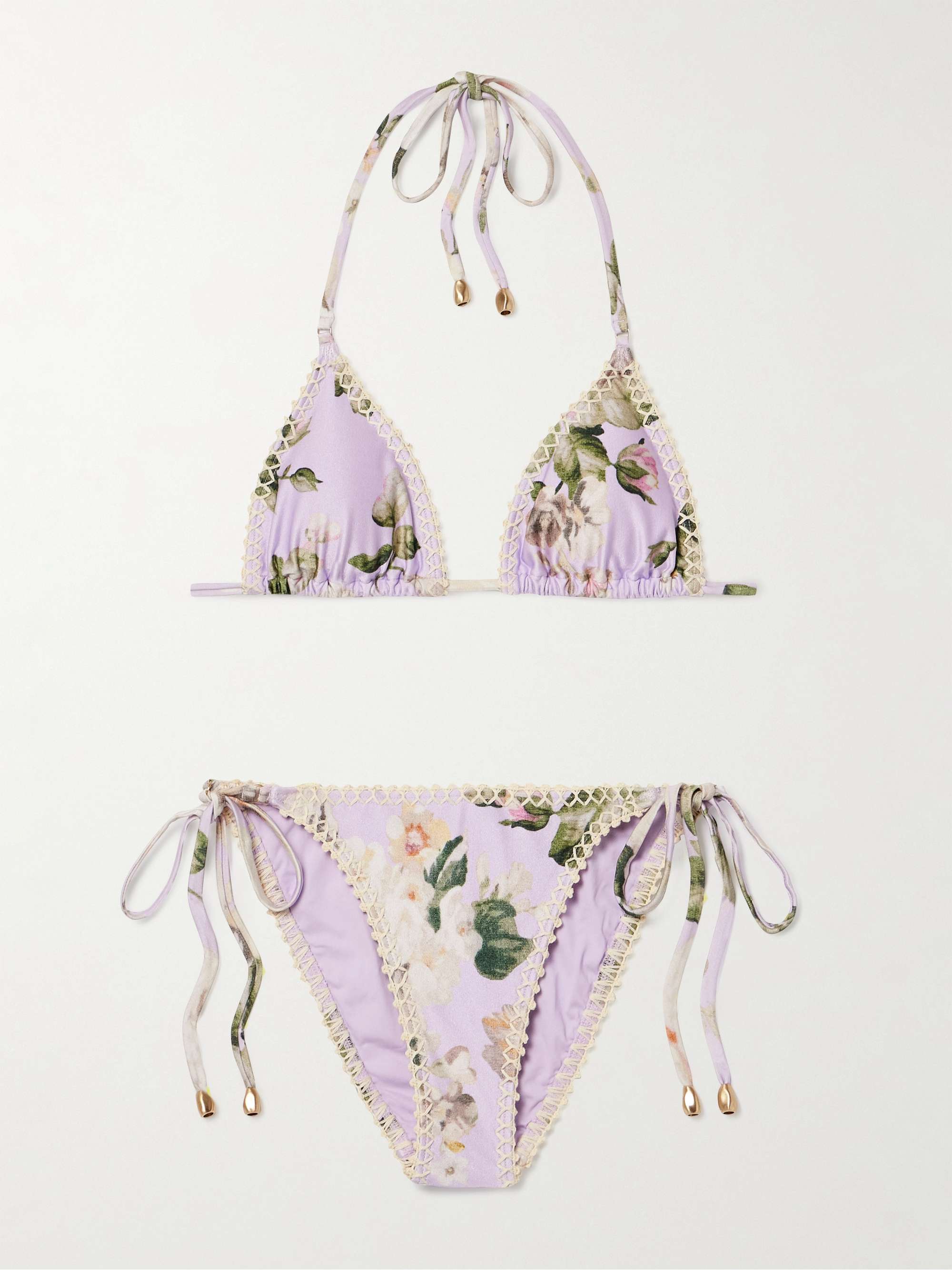 Acacia crochet-trimmed floral-print bikini view