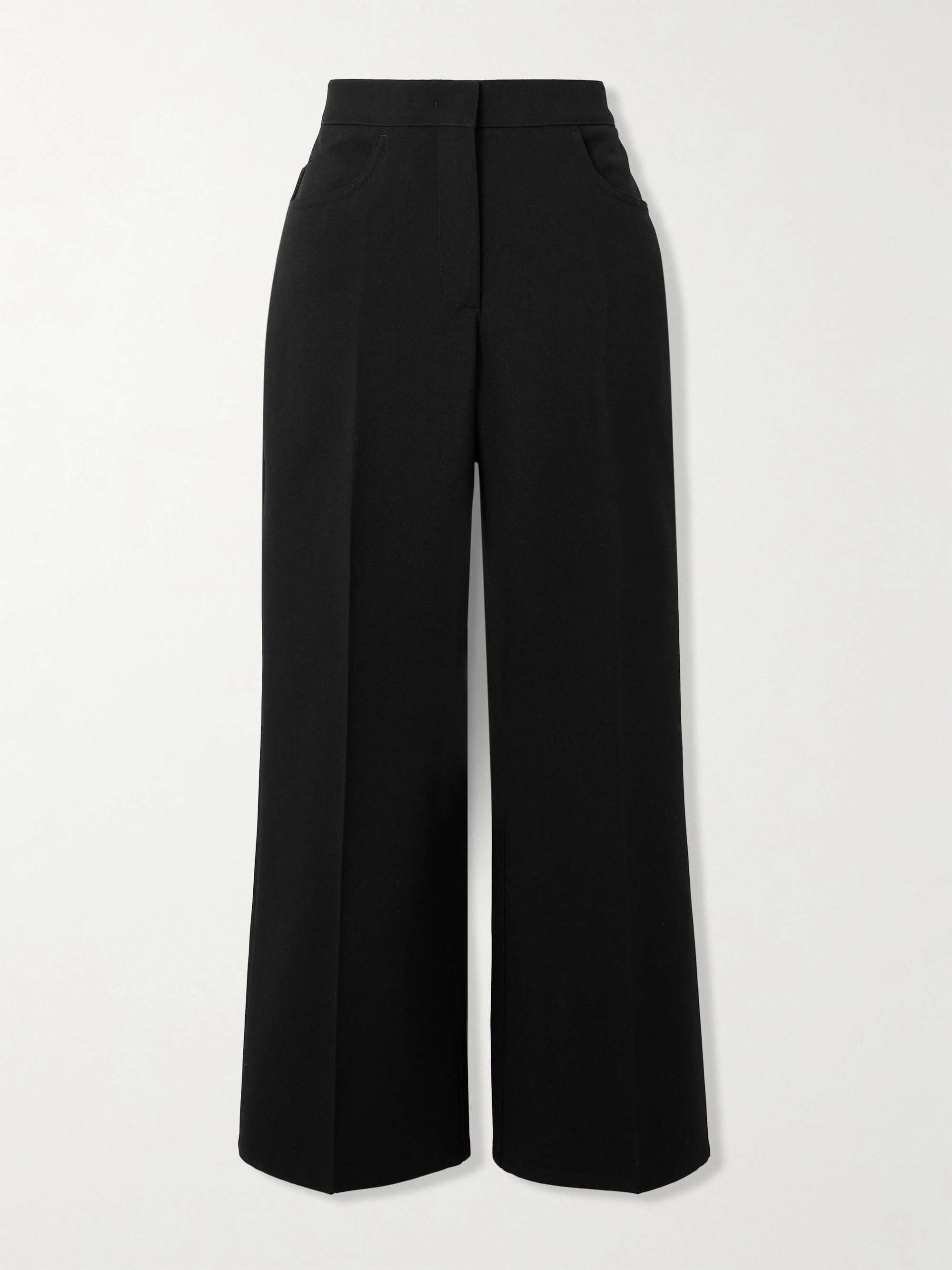 Cropped wool-crepe flared pants view