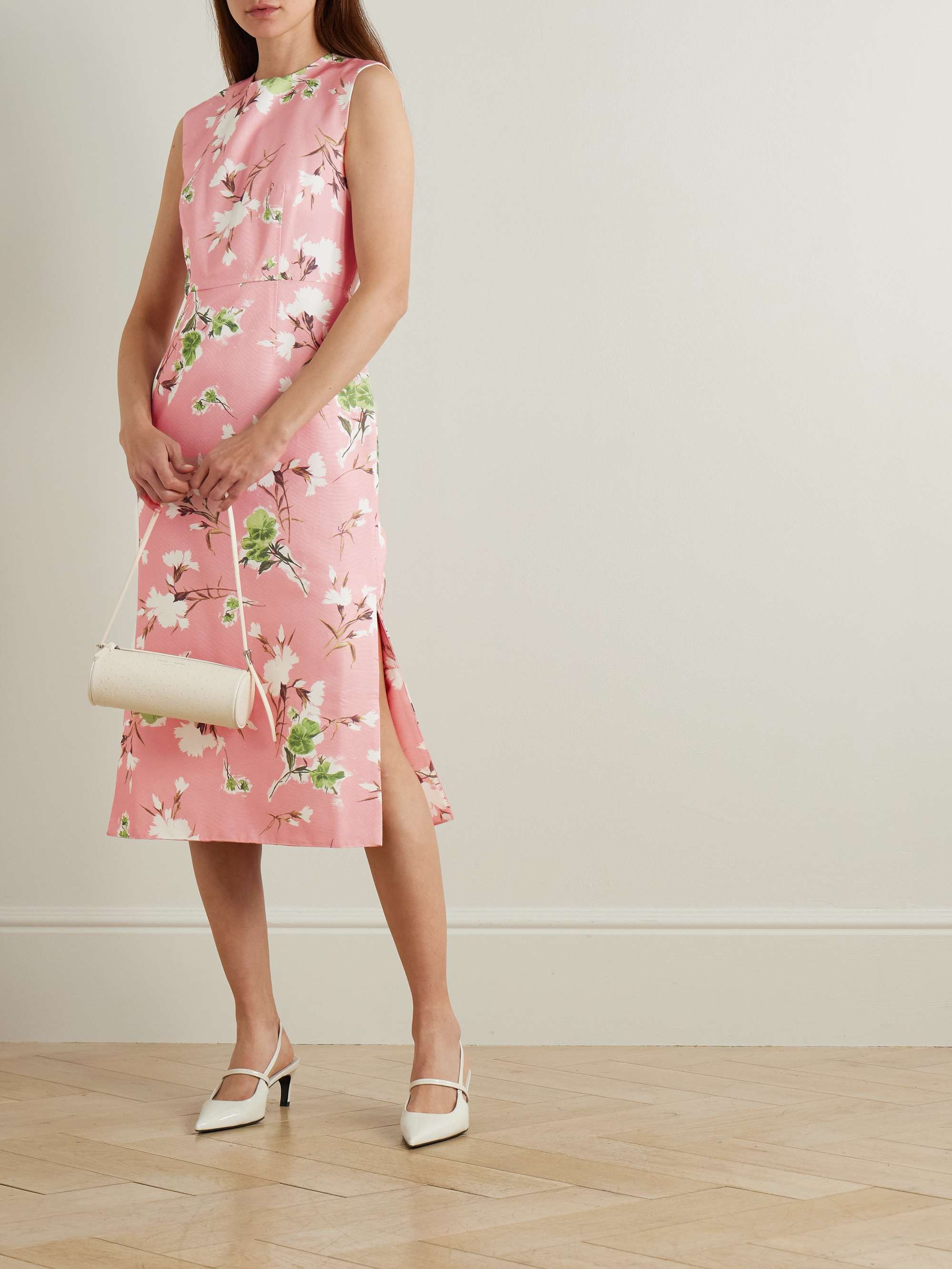 Floral-print cotton-blend faille midi dress view