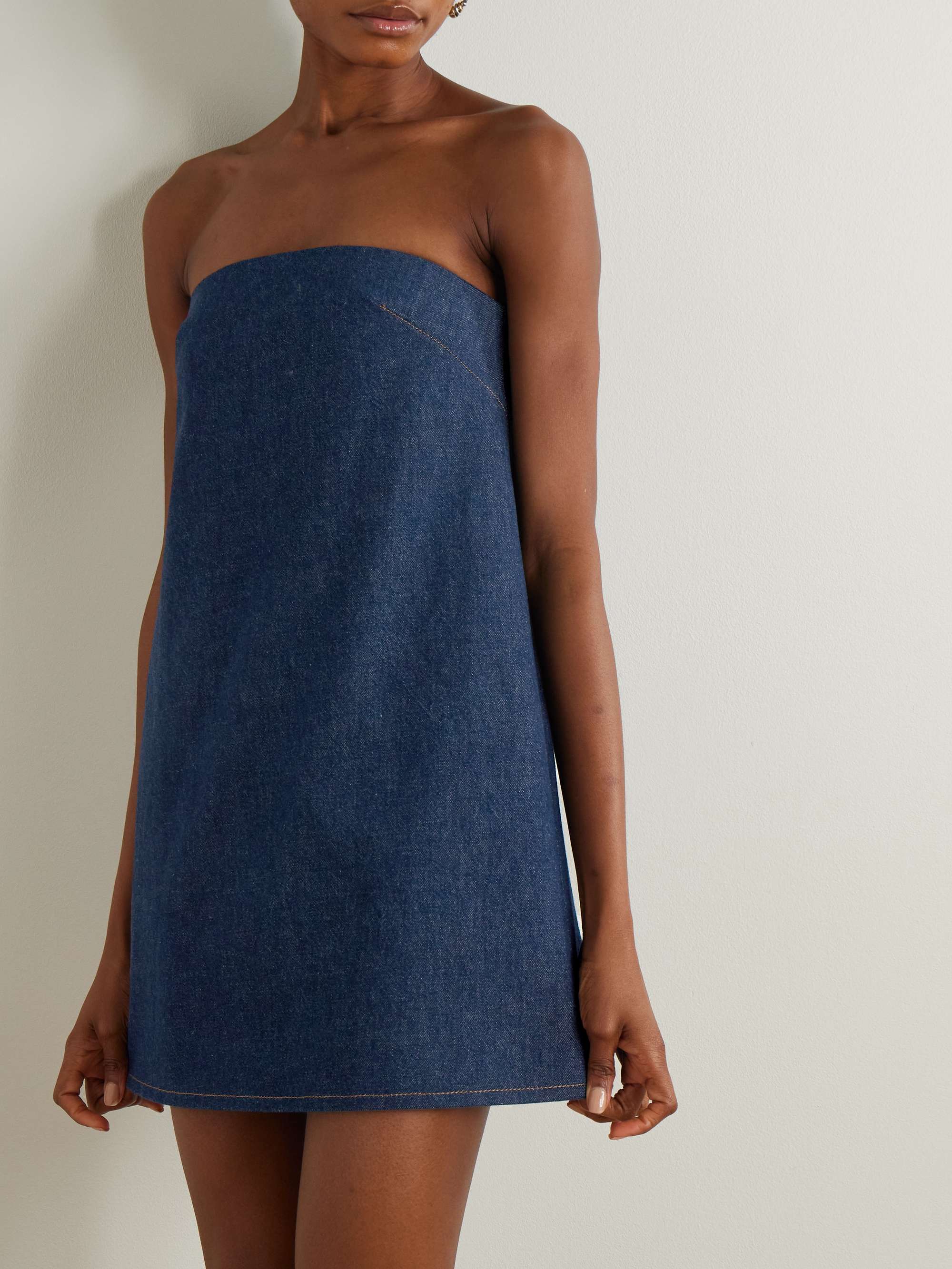 Strapless denim mini dress view