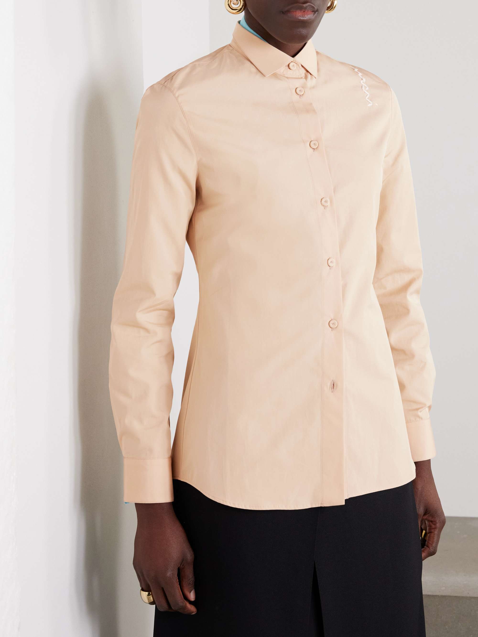 Embroidered organic cotton-poplin shirt view