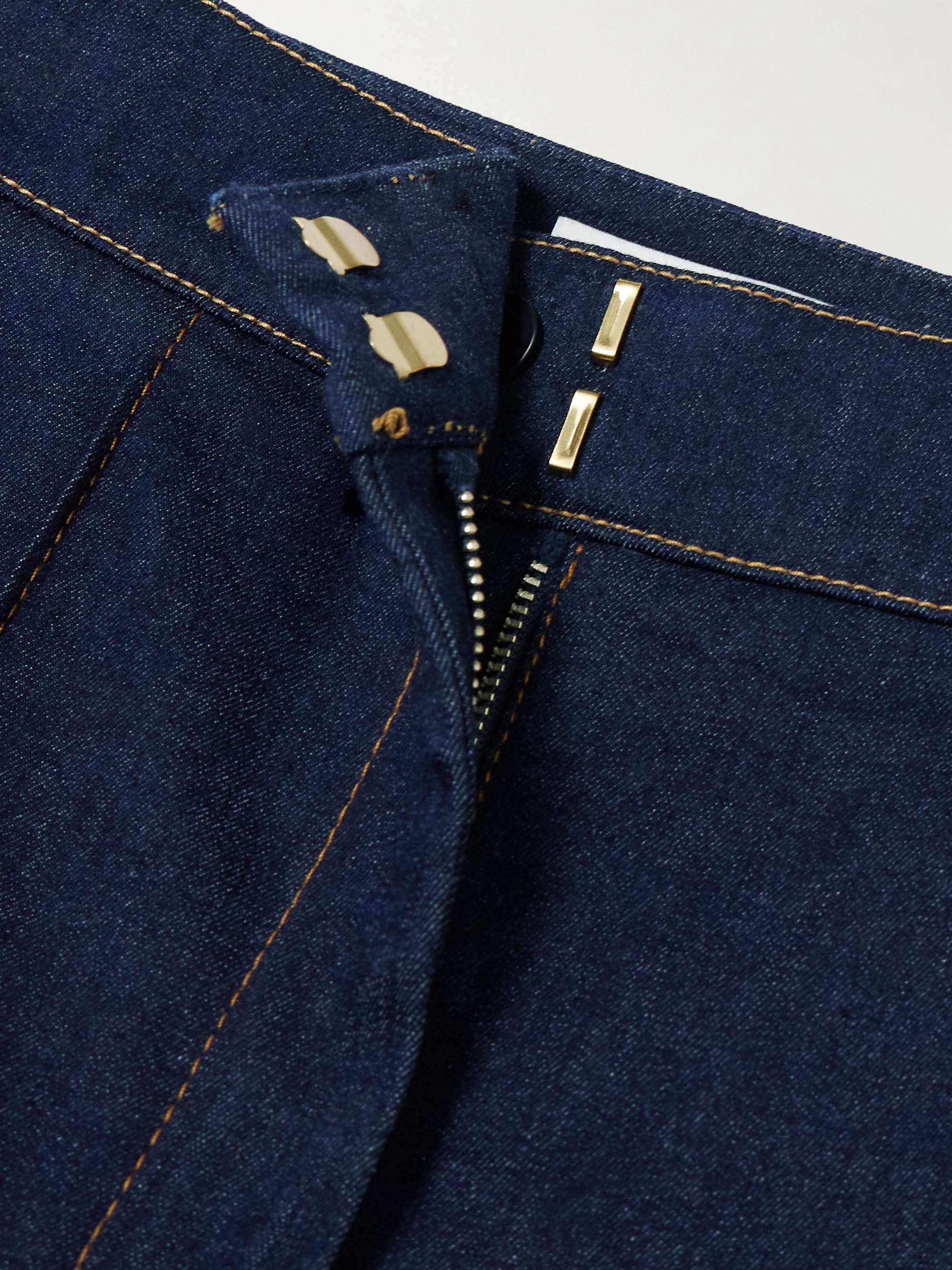 Tani cropped topstitched straight-leg jeans view