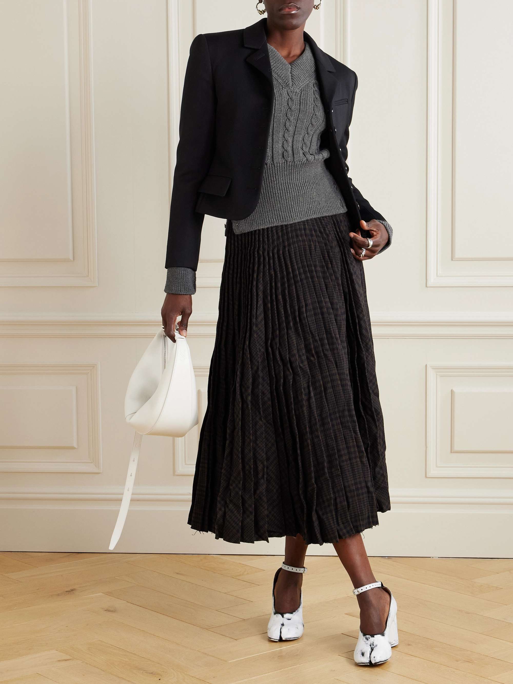 Striped cable-knit wool sweater view