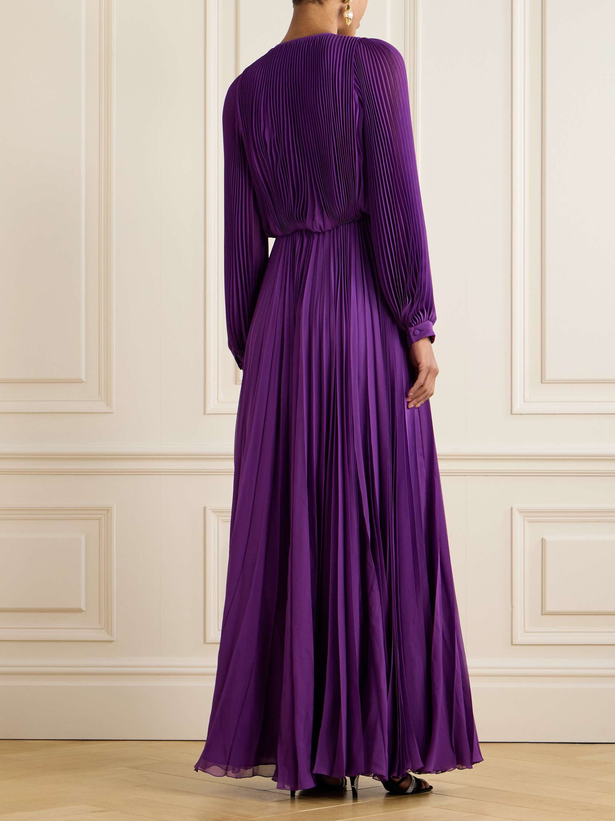 Pleated silk-crepe gown view