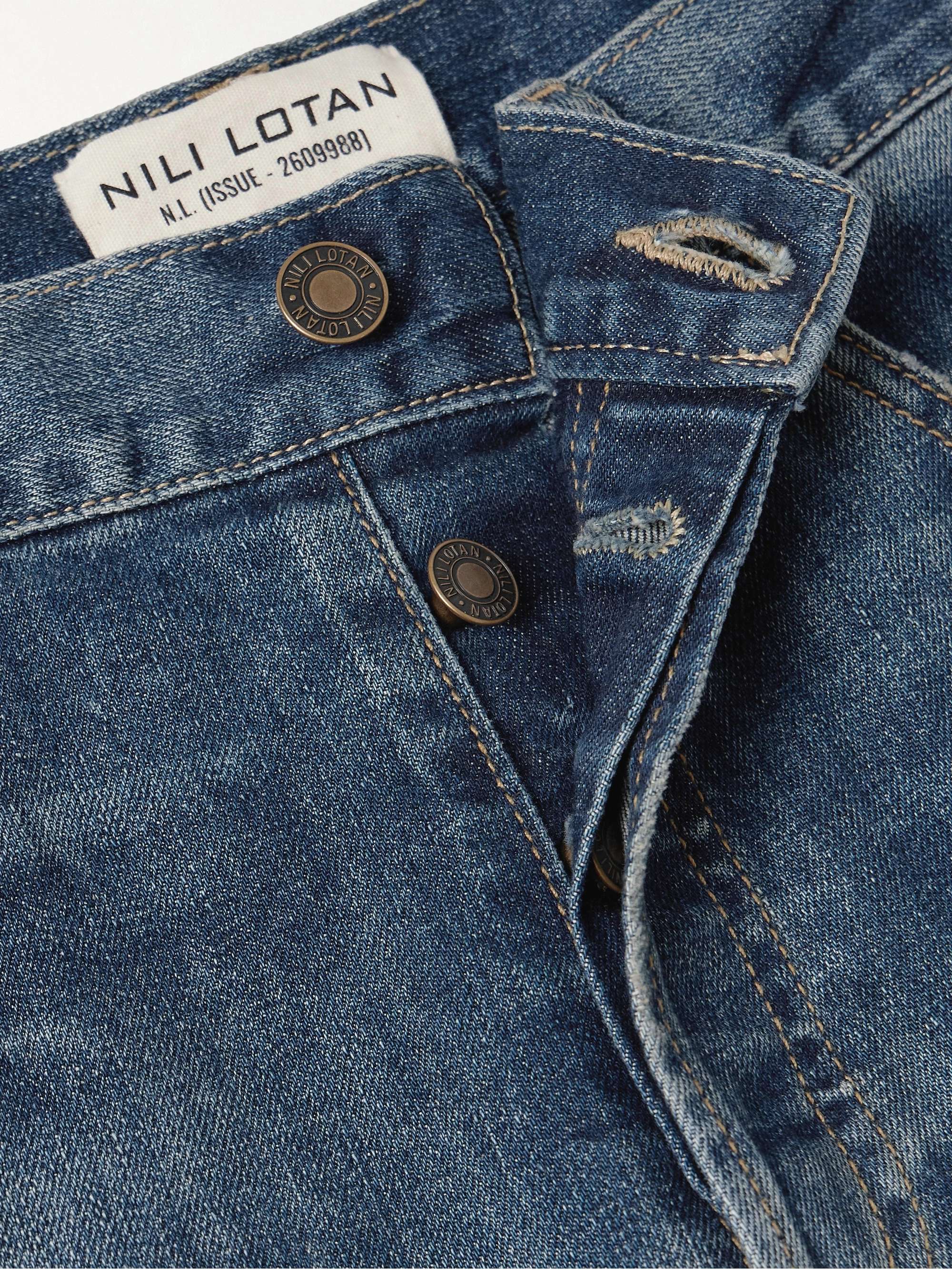 Terrell frayed high-rise straight-leg jeans view