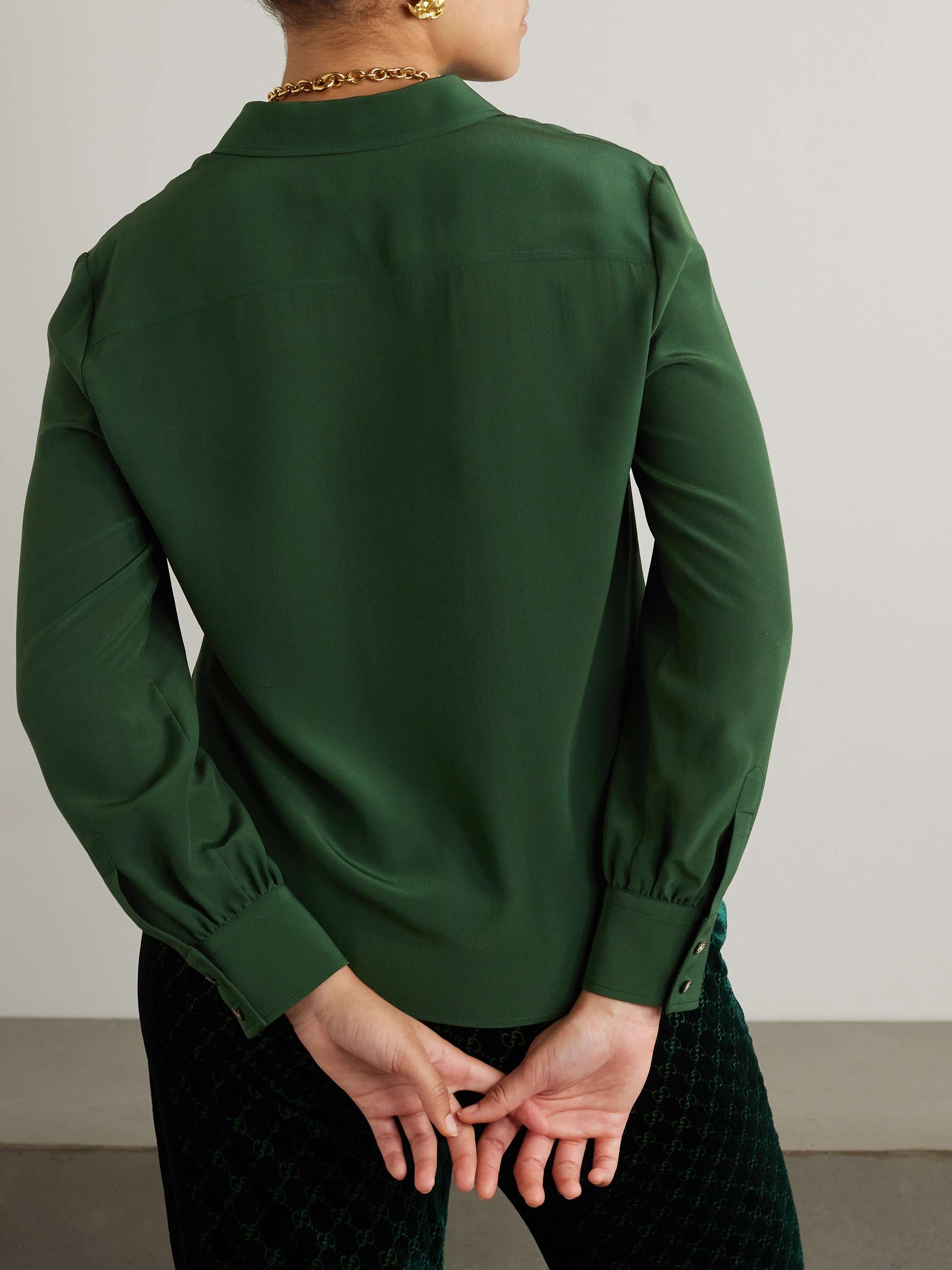 Embroidered silk crepe de chine shirt view