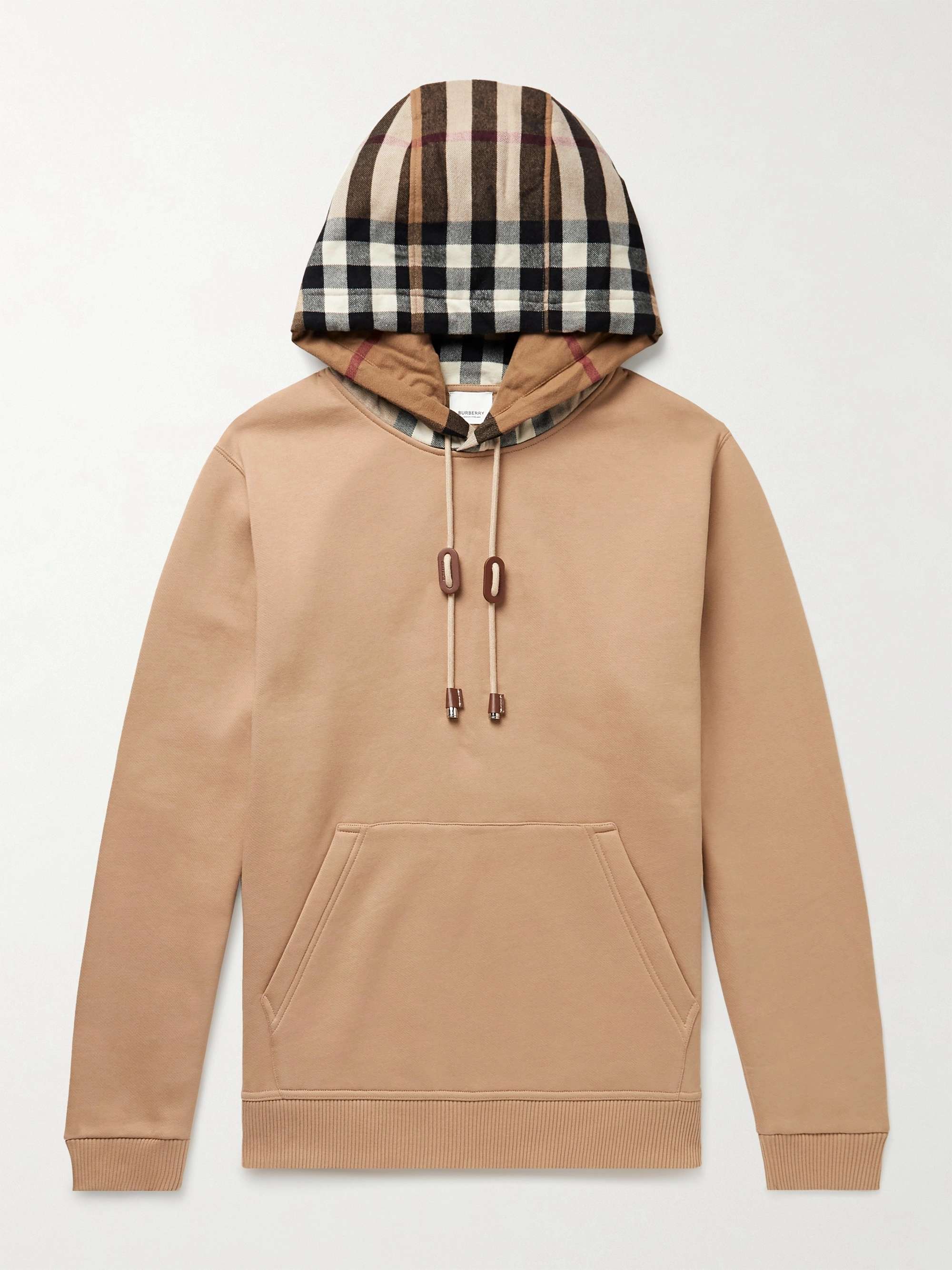 Checked Cotton-Blend Jersey Hoodie view