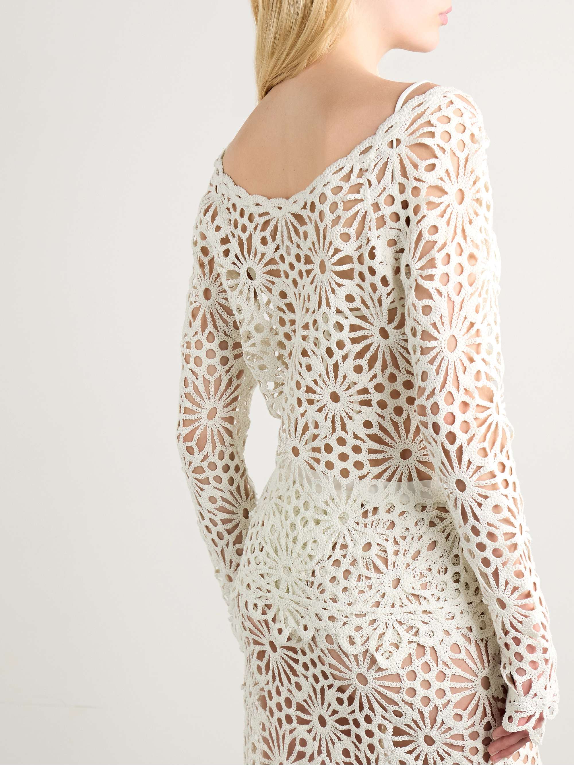 Crocheted cotton-blend top view