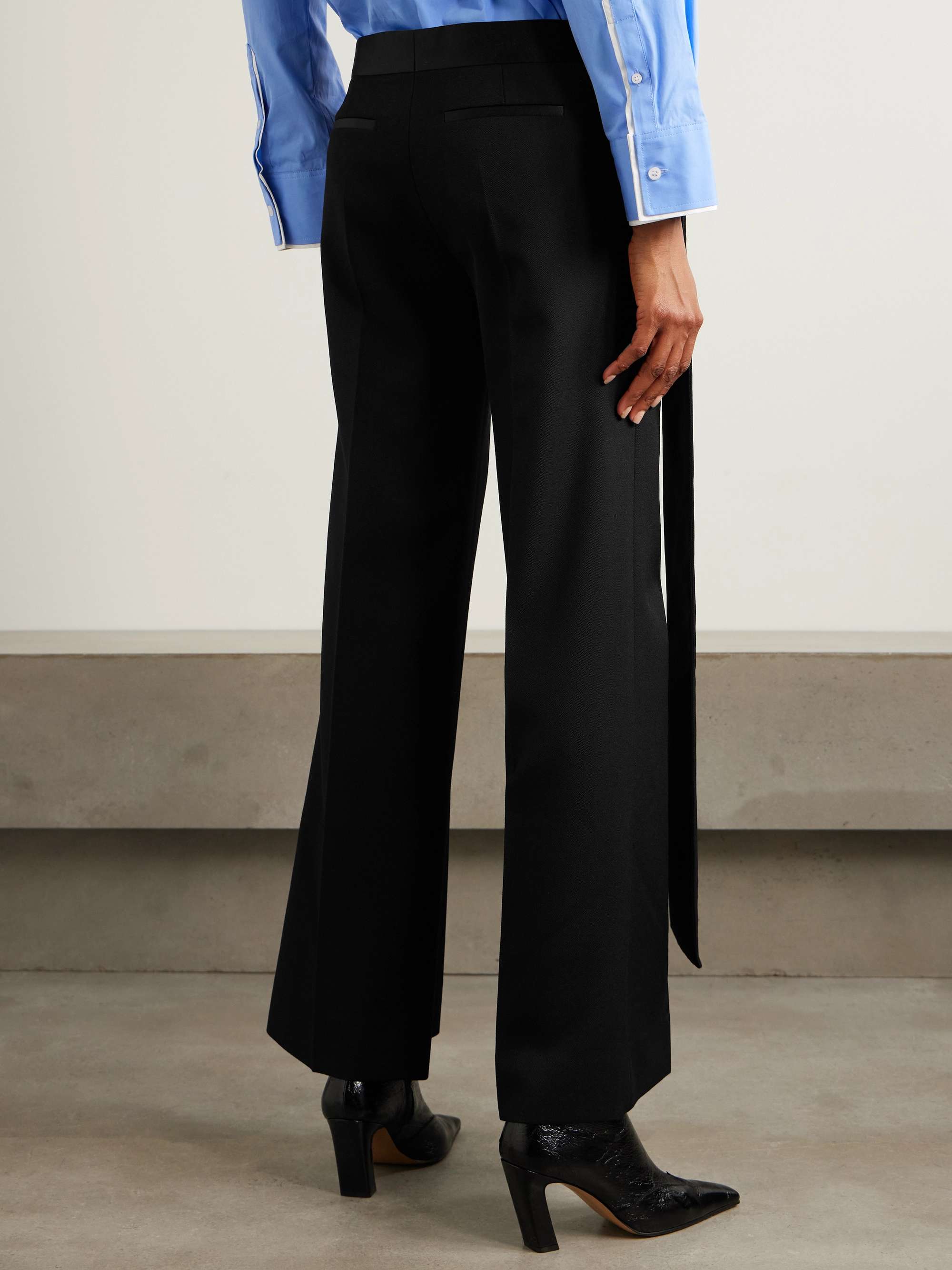 Gigi satin-trimmed crepe straight-leg pants view