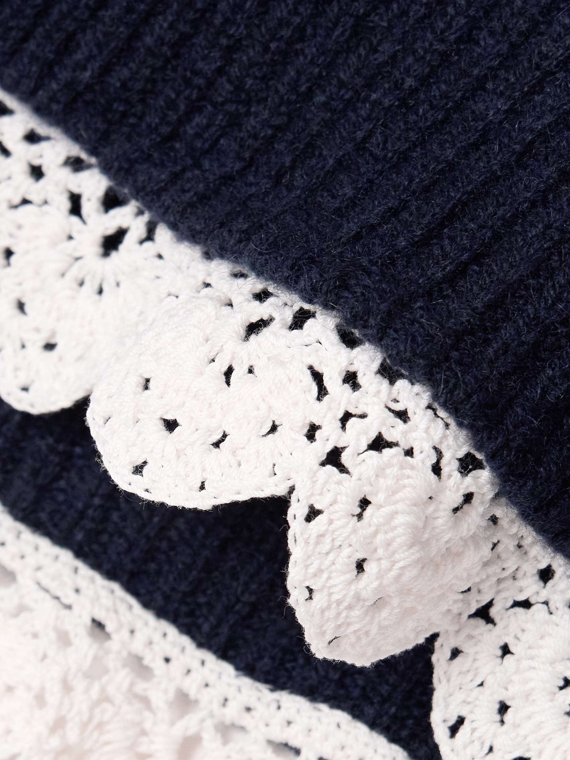 Cropped crochet-trimmed cashmere cardigan view