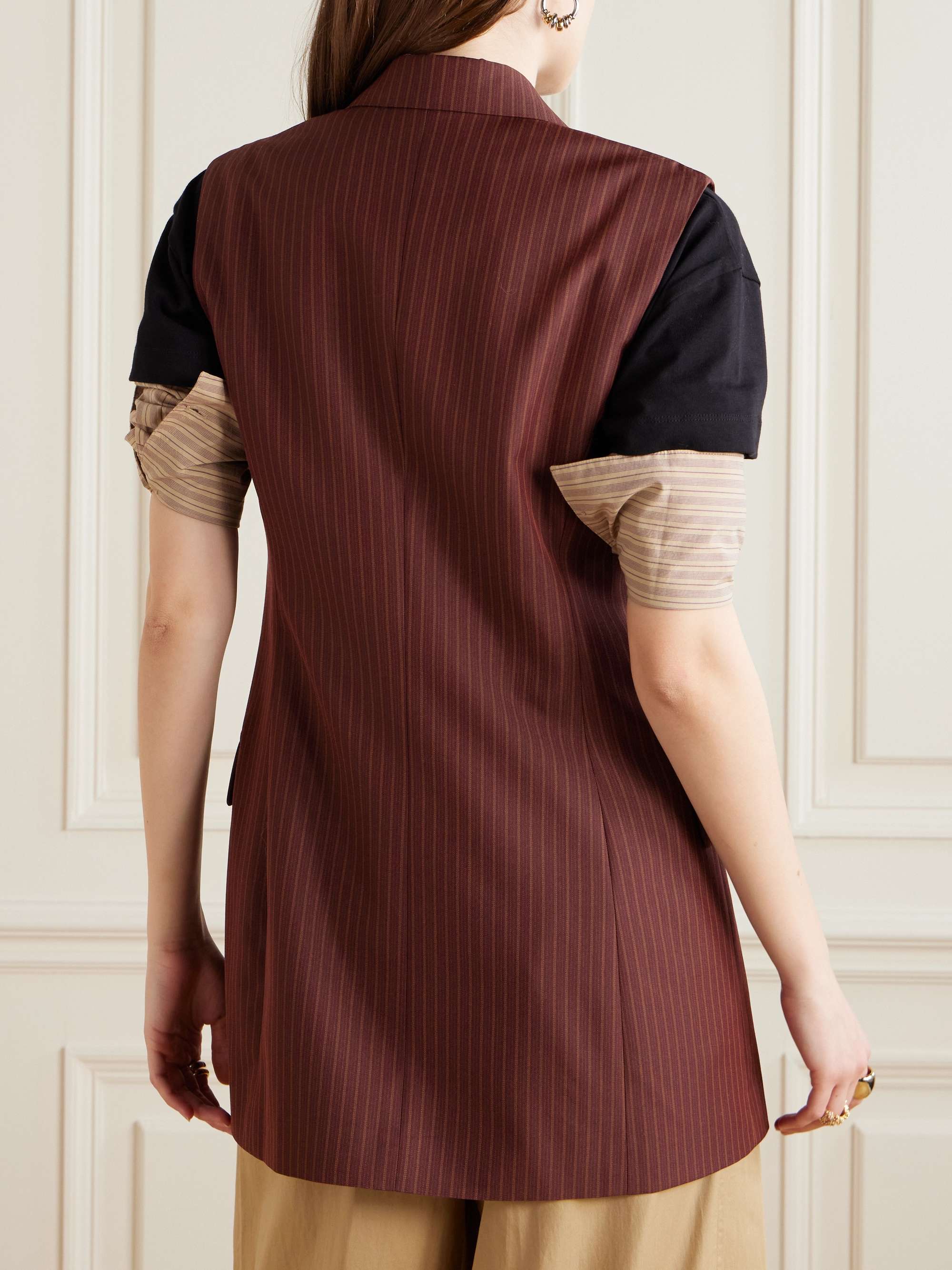 Striped wool-blend twill vest view
