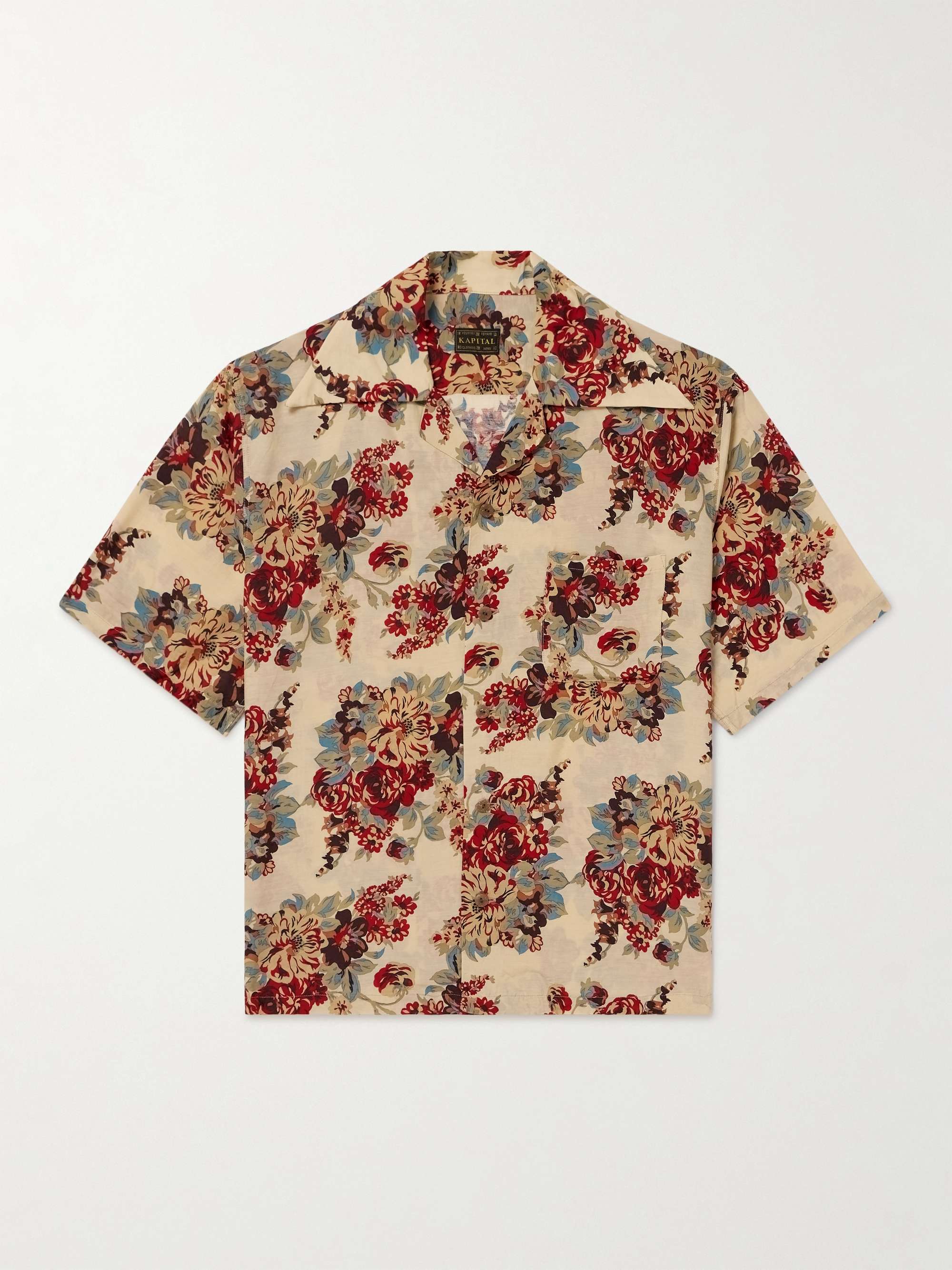 Camp-Collar Floral-Print Woven Shirt view