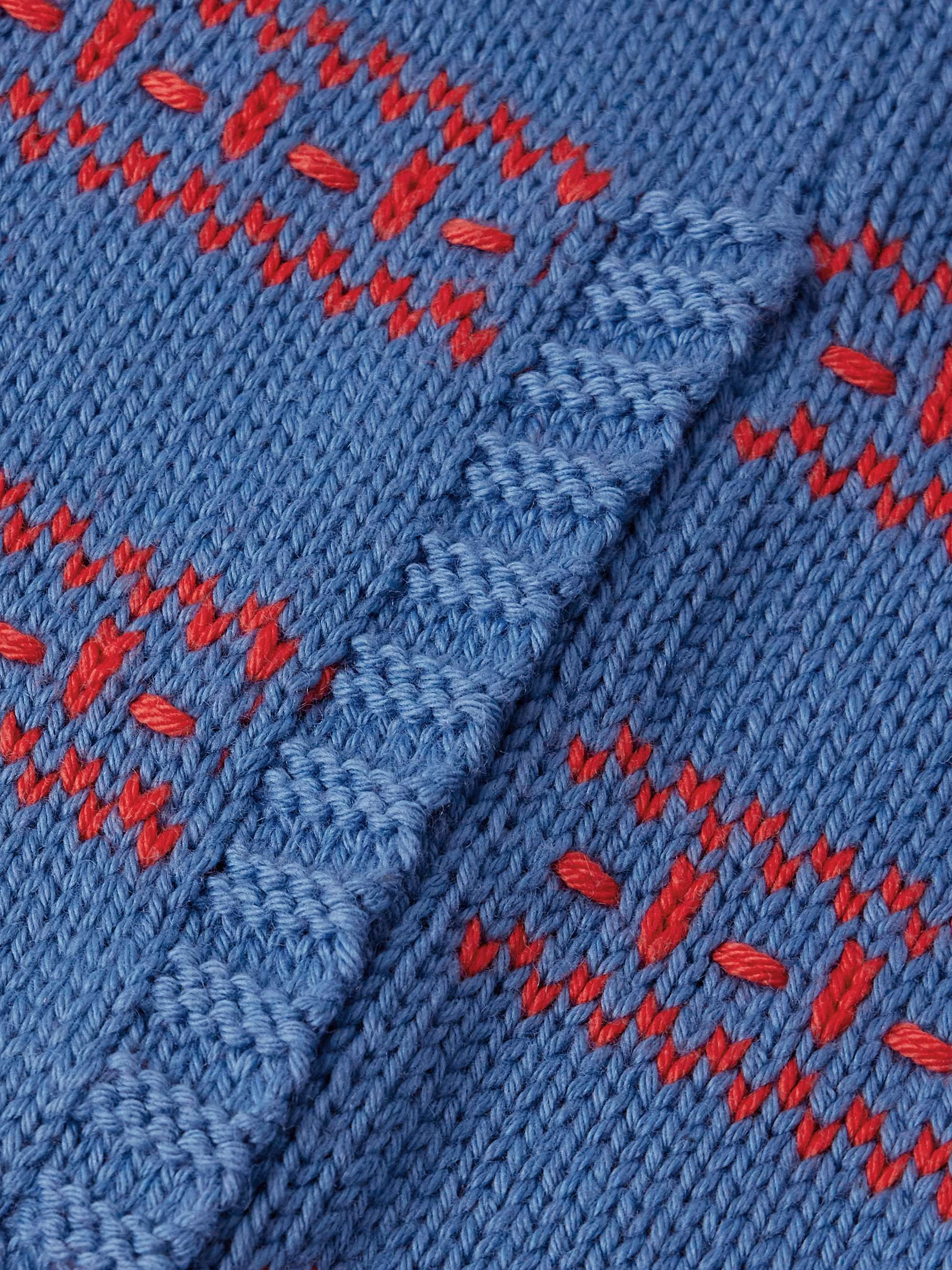 Meandering Striped Jacquard-Knit Pima Cotton and Merino Wool-Blend Cardigan view