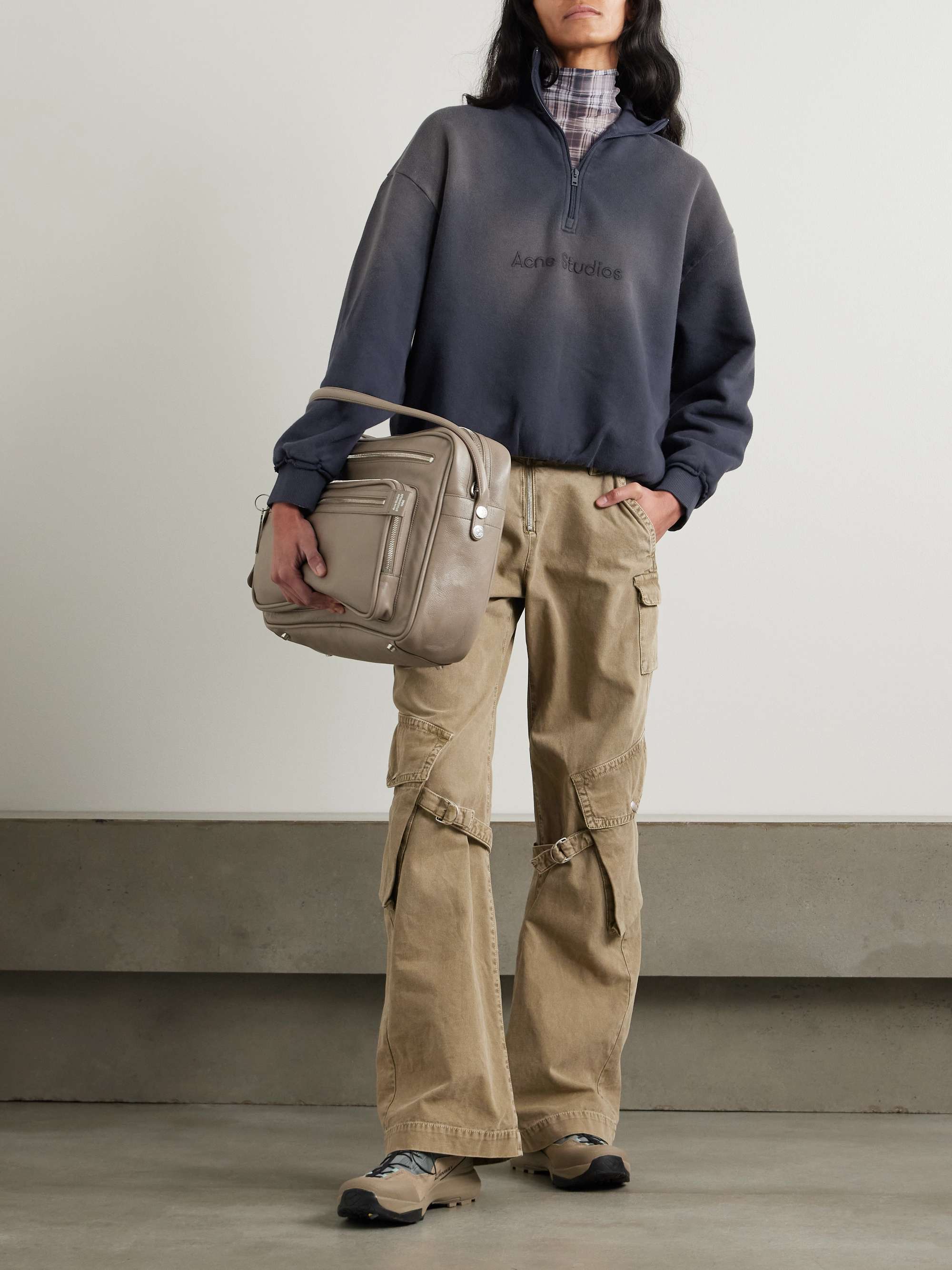 Embroidered frayed cotton-jersey sweatshirt view