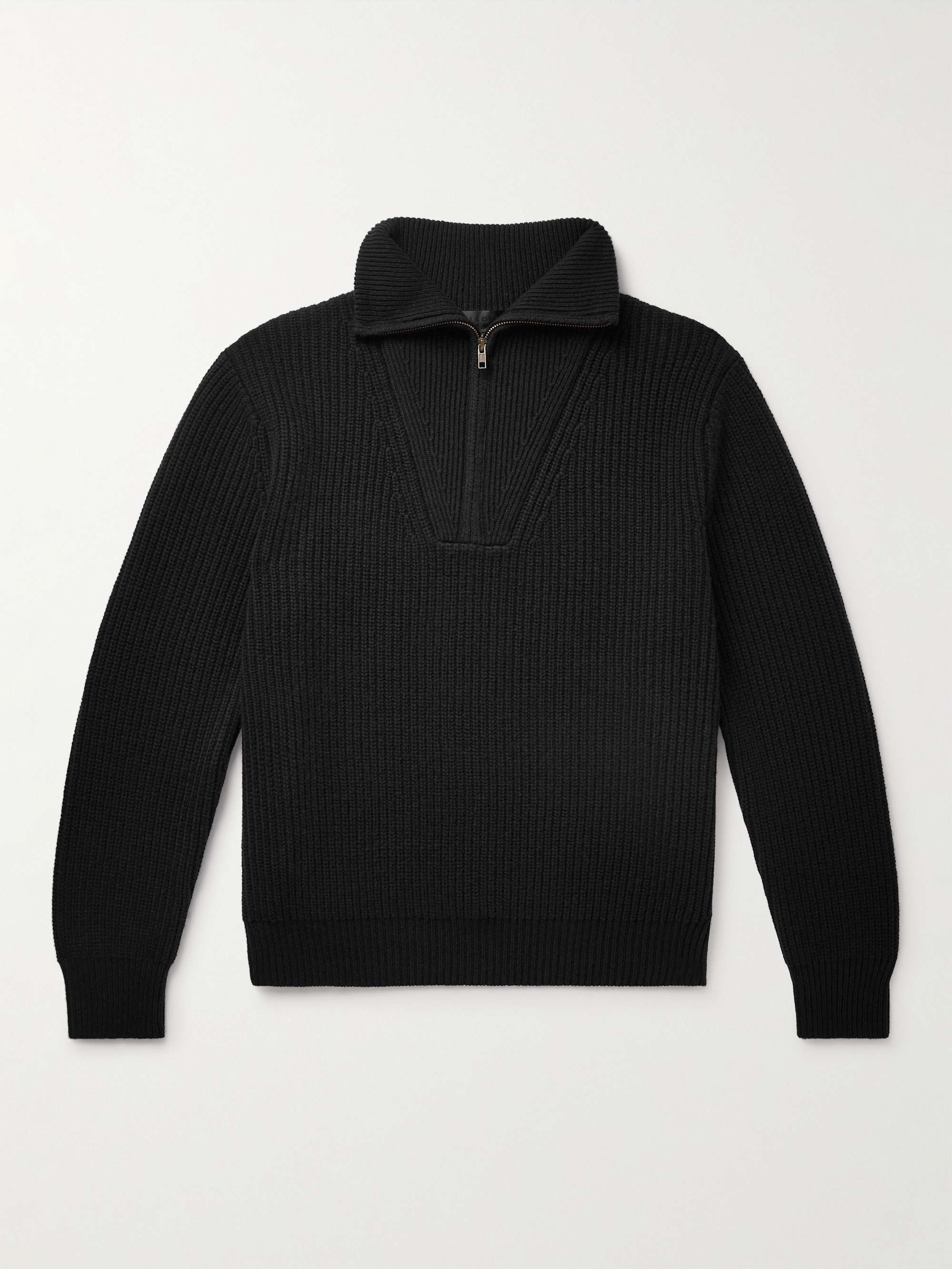 Heston Ribbed Cashmere Half-Zip Sweater view
