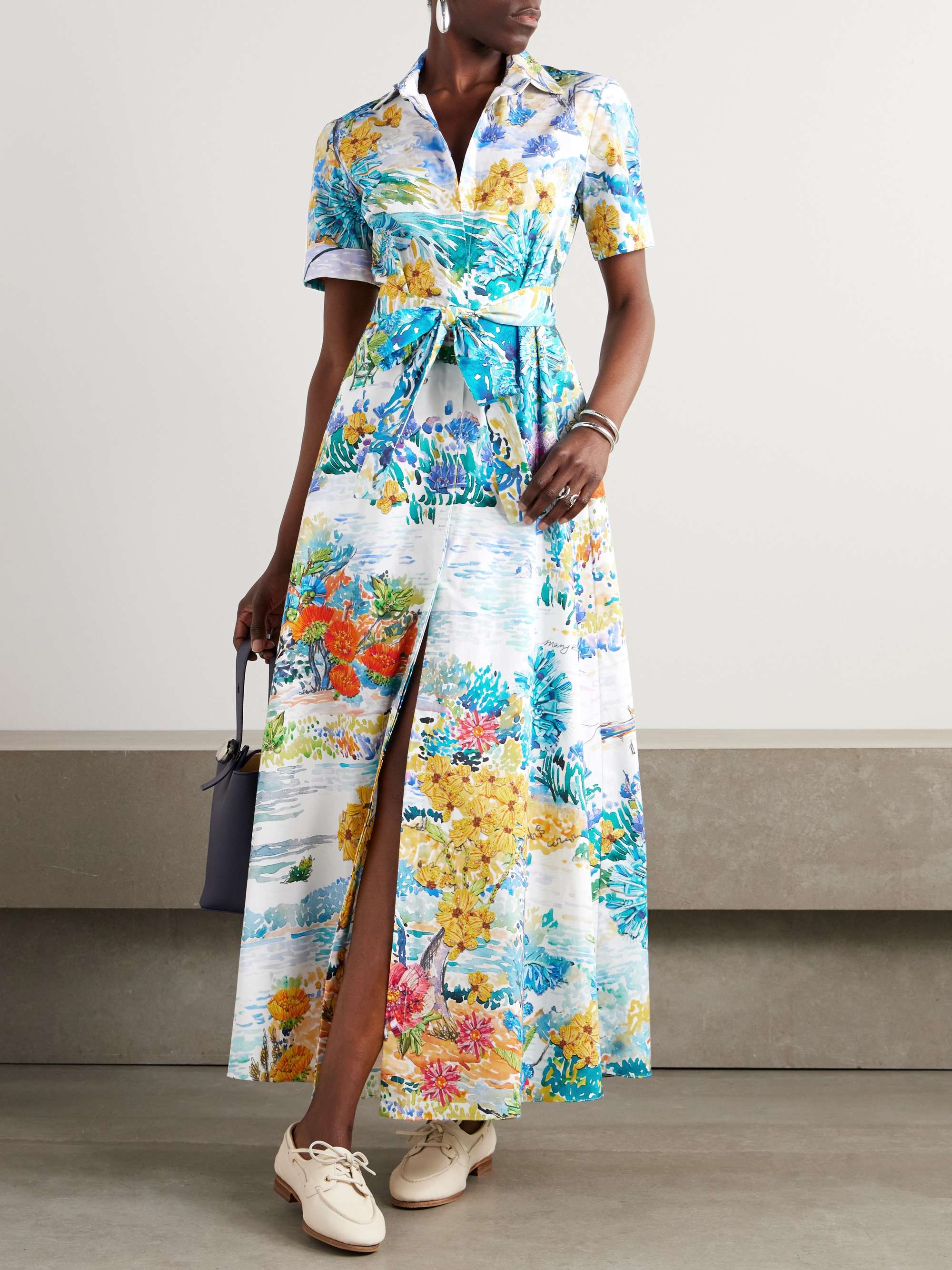 Como belted cotton-poplin maxi dress view